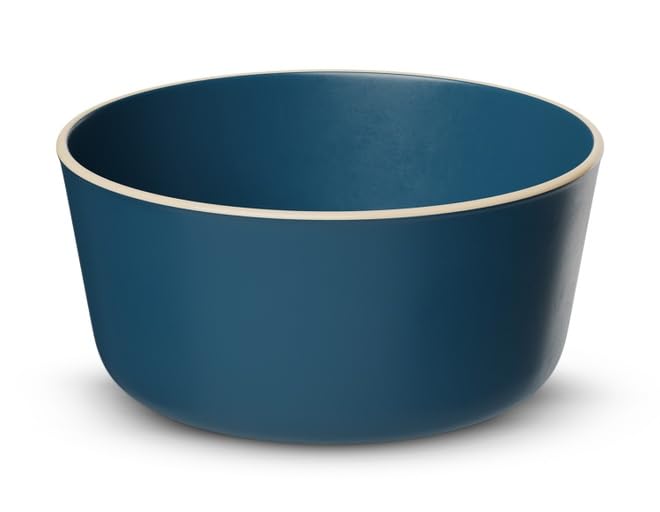 Premium KooK Ceramic Soup Bowls Set of 6 - 25oz Stoneware Bowls for Cereal, Rice, Pasta & Dessert - Microwave & Dishwasher Safe Navy Blue Dinnerware - Perfect for Family Meals, Restaurant Serving & Home Kitchen Use