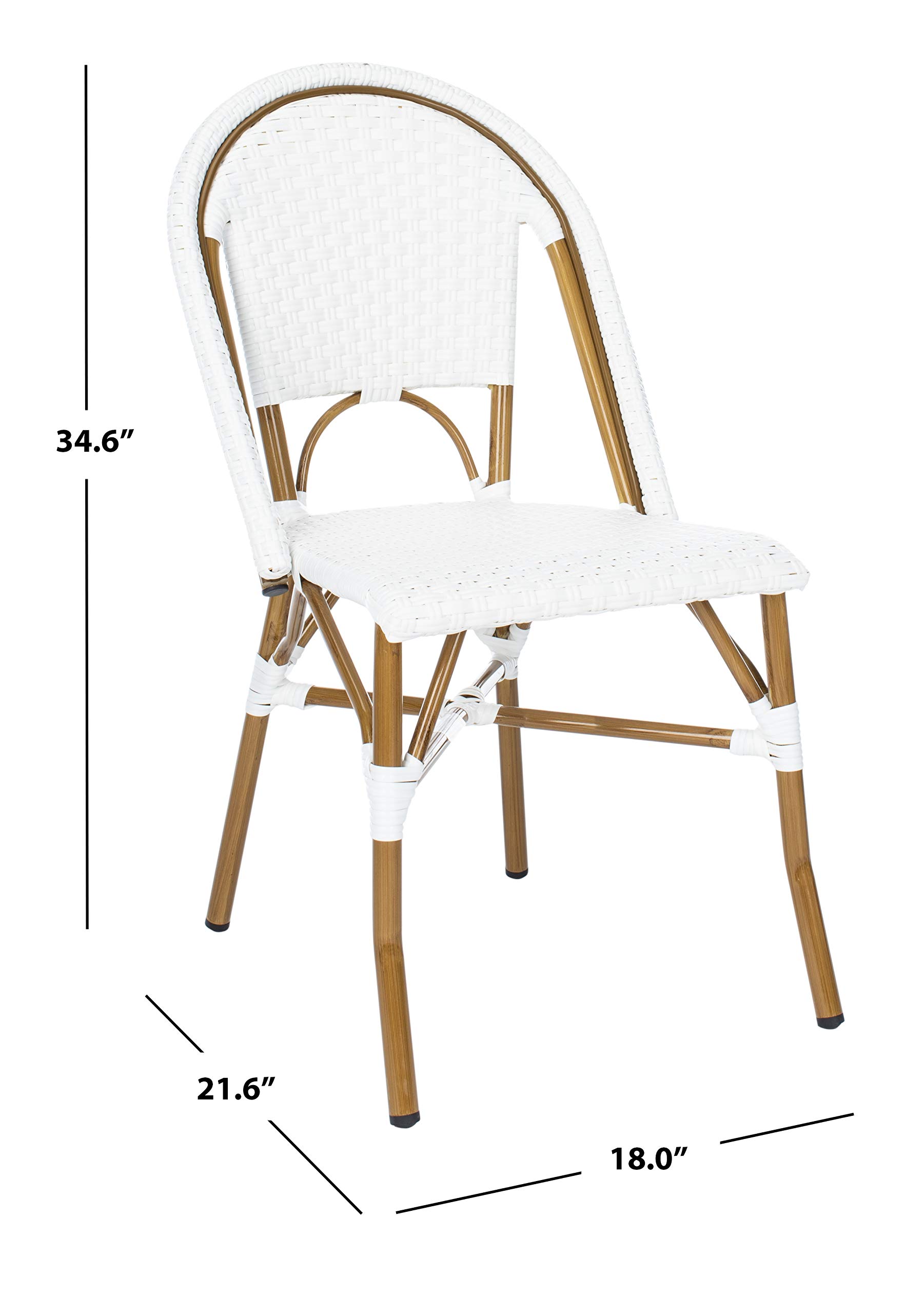 Safavieh Hooper Indoor-Outdoor Stacking Side Chairs Set of 2 - Black & White - Perfect for Patio, Garden, Dining Room & Small Space Decor