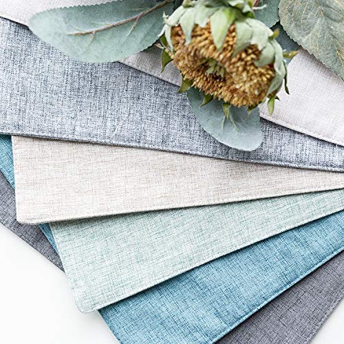 Fennco Styles Classic Woven Textile 12x18 Inch Table Placemats Set of 4 - Sky Blue Decorative Placemats for Dining Room, Kitchen, Wedding & Holiday Dinner - Washable & Durable Home Decor Place Mats