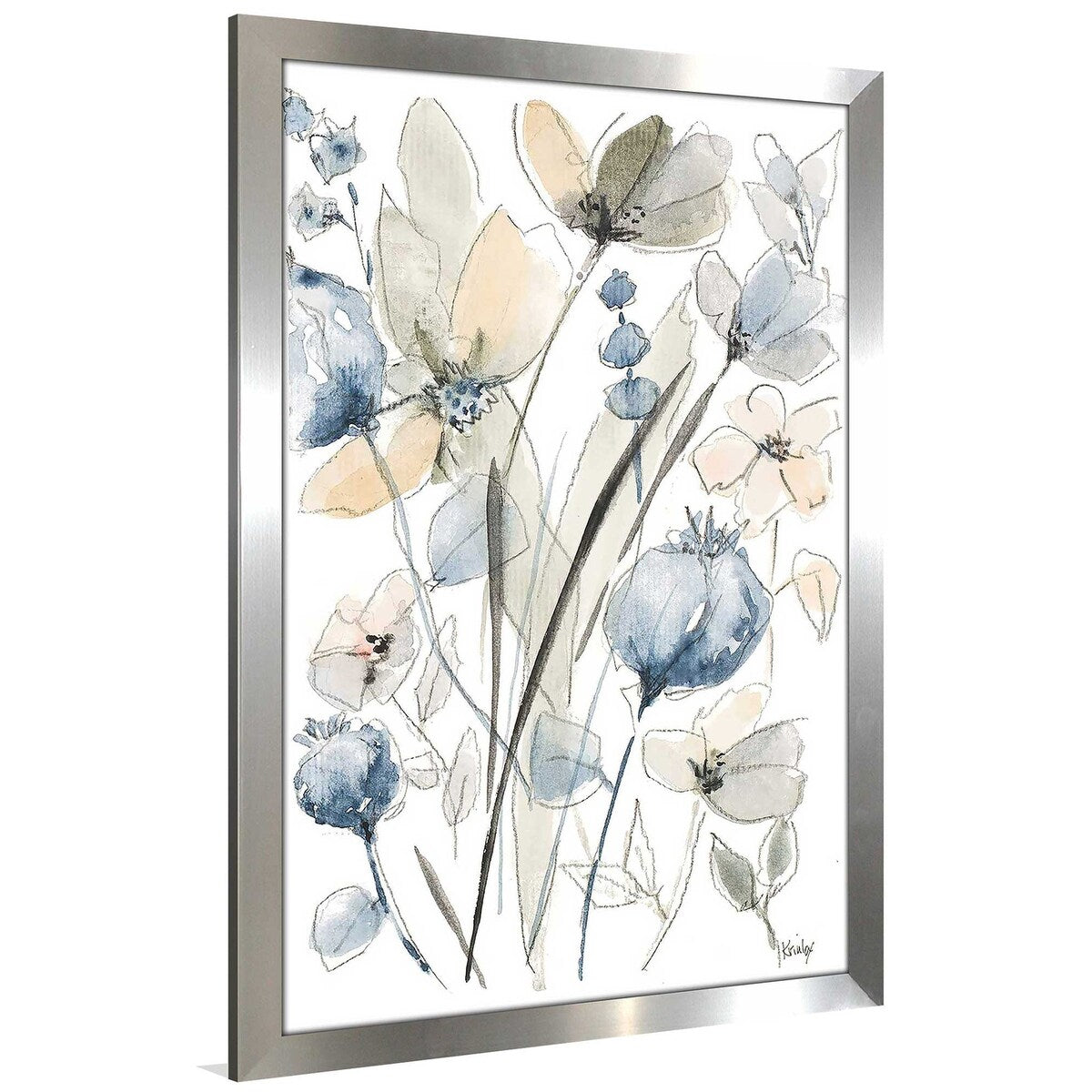 Blue and White Floral Acrylic Print - Elegant Home Wall Art Decor for Living Room, Bedroom, Office