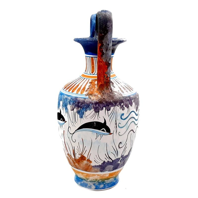 Ancient Greek Cretan Vase 25cm - Handmade Minoan Art Pottery Replica, Ceramic Home Decor for Living Room, Wedding Gift & Mediterranean Style Interior Design