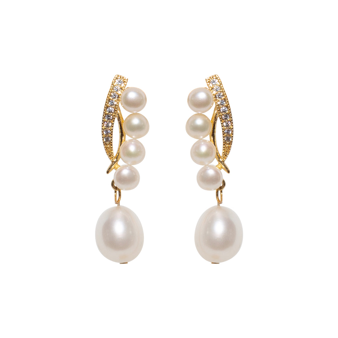 Laurel Crown Dangling Pearl Earrings - Elegant Gold Pearl Drop Earrings for Women | Perfect for Weddings, Parties & Special Occasions