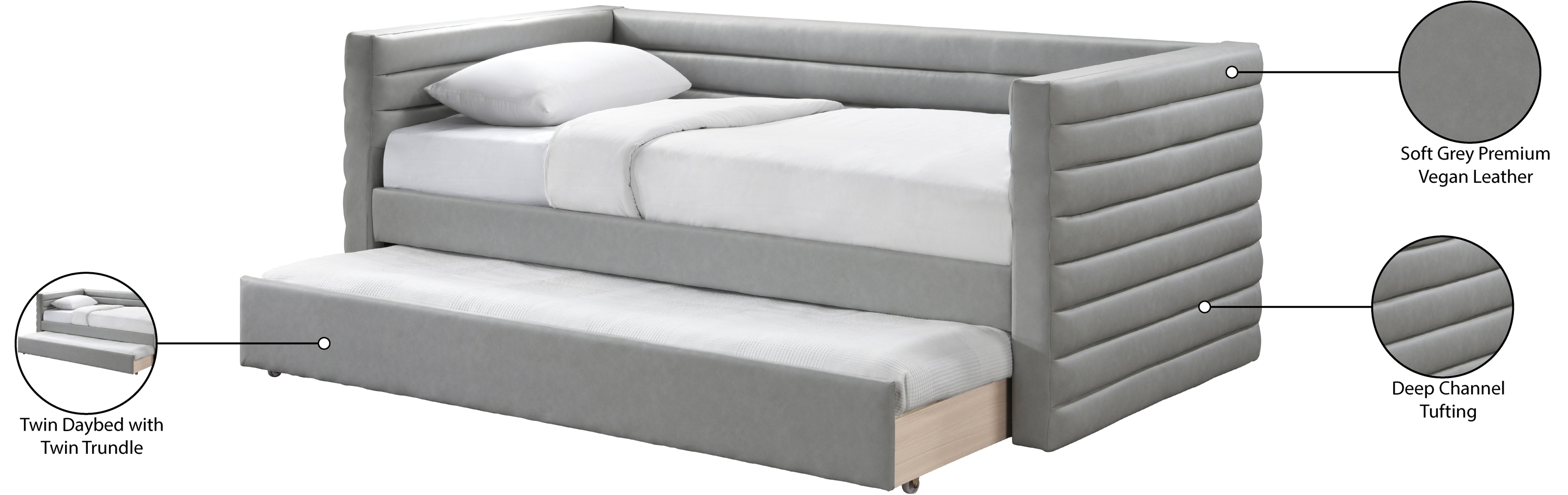 Beverly Vegan Leather Daybed - Modern Faux Leather Sofa Bed for Living Room, Guest Room & Small Spaces | Comfortable Sleeper Couch with Premium PU Leather