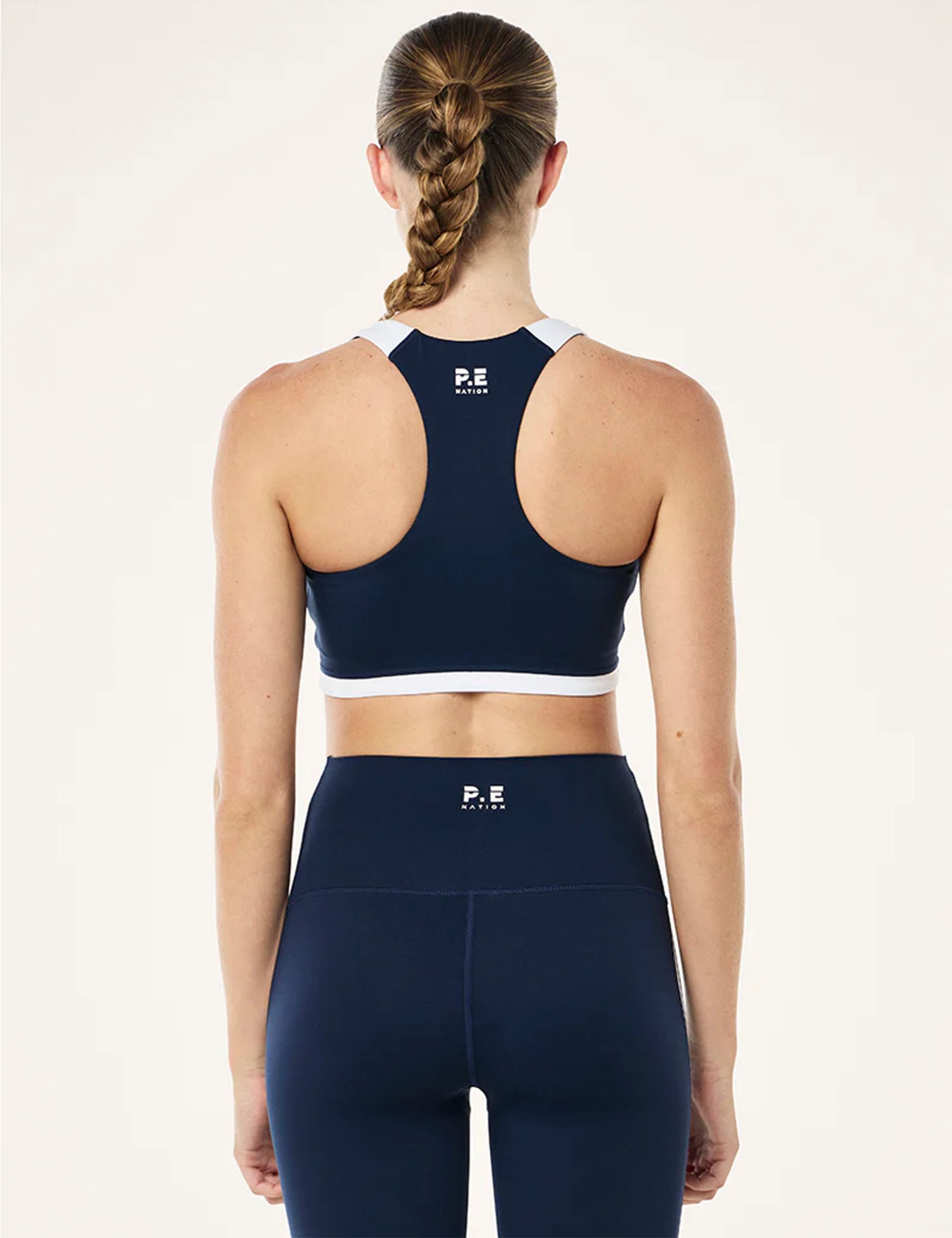 Highgate Sports Bra for Women - Dark Navy & Optic White - High Support Workout Top for Running, Yoga & Gym