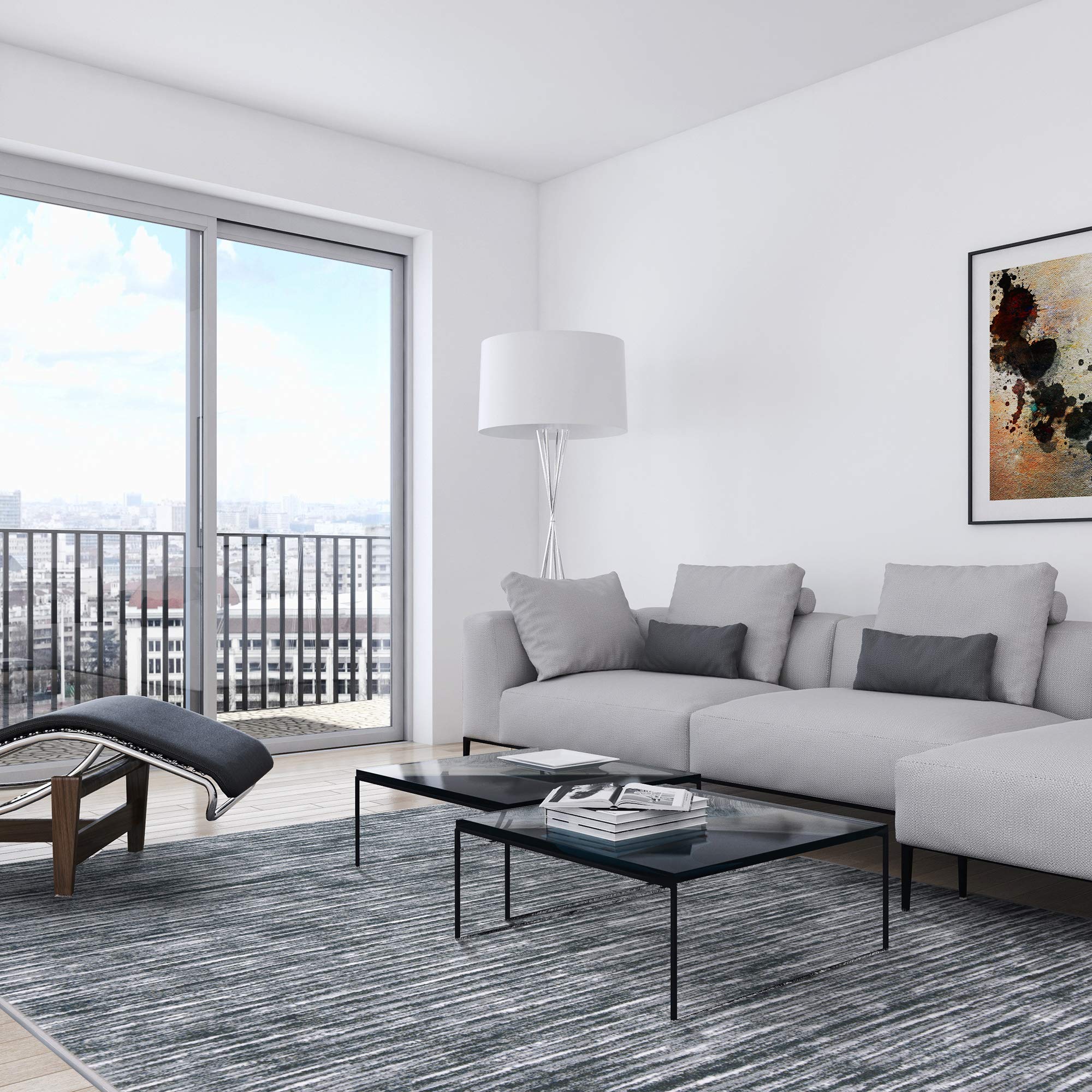 Joy Carpets Balanced Decorative Area Rug in Smoke Color - Soft Non-Slip Living Room Rug for Bedroom, Nursery & Home Decor