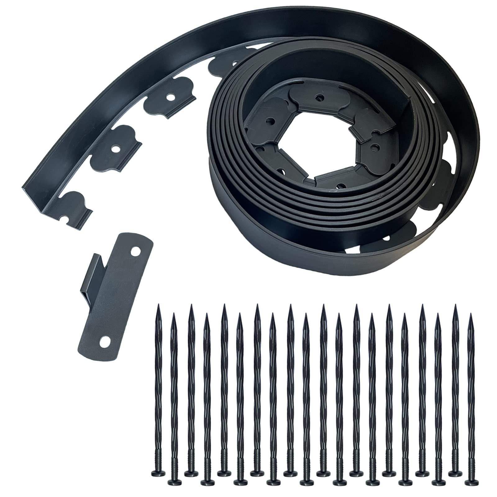 Heavy-Duty 16.4FT Black Landscape Edging Border with Anchoring Spikes - Durable Lawn & Paver Edging for Garden Beds, Driveways & Walkways | Perfect for Yard Landscaping & Outdoor Decor