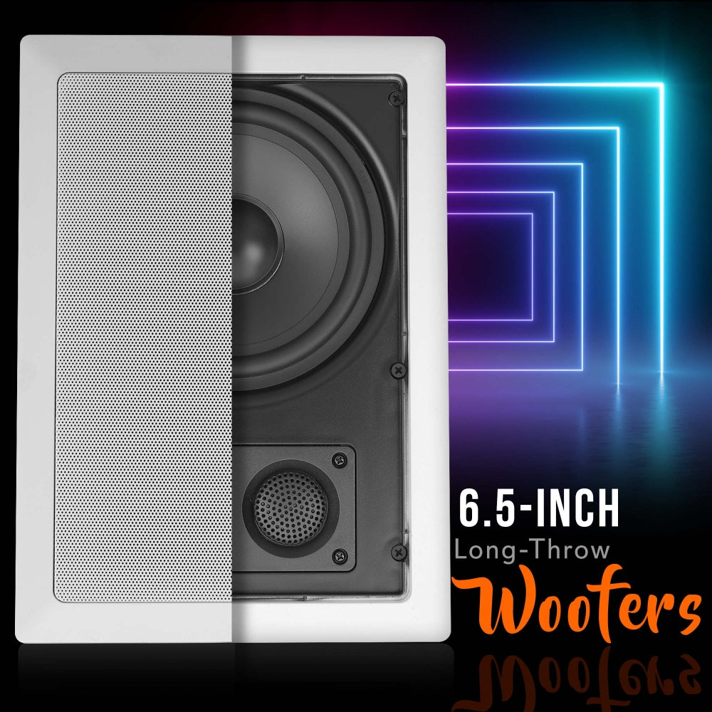 6.5 Inch In-Wall & In-Ceiling Speakers - High-Quality Home Audio System for Living Room, Bedroom, or Home Theater Setup