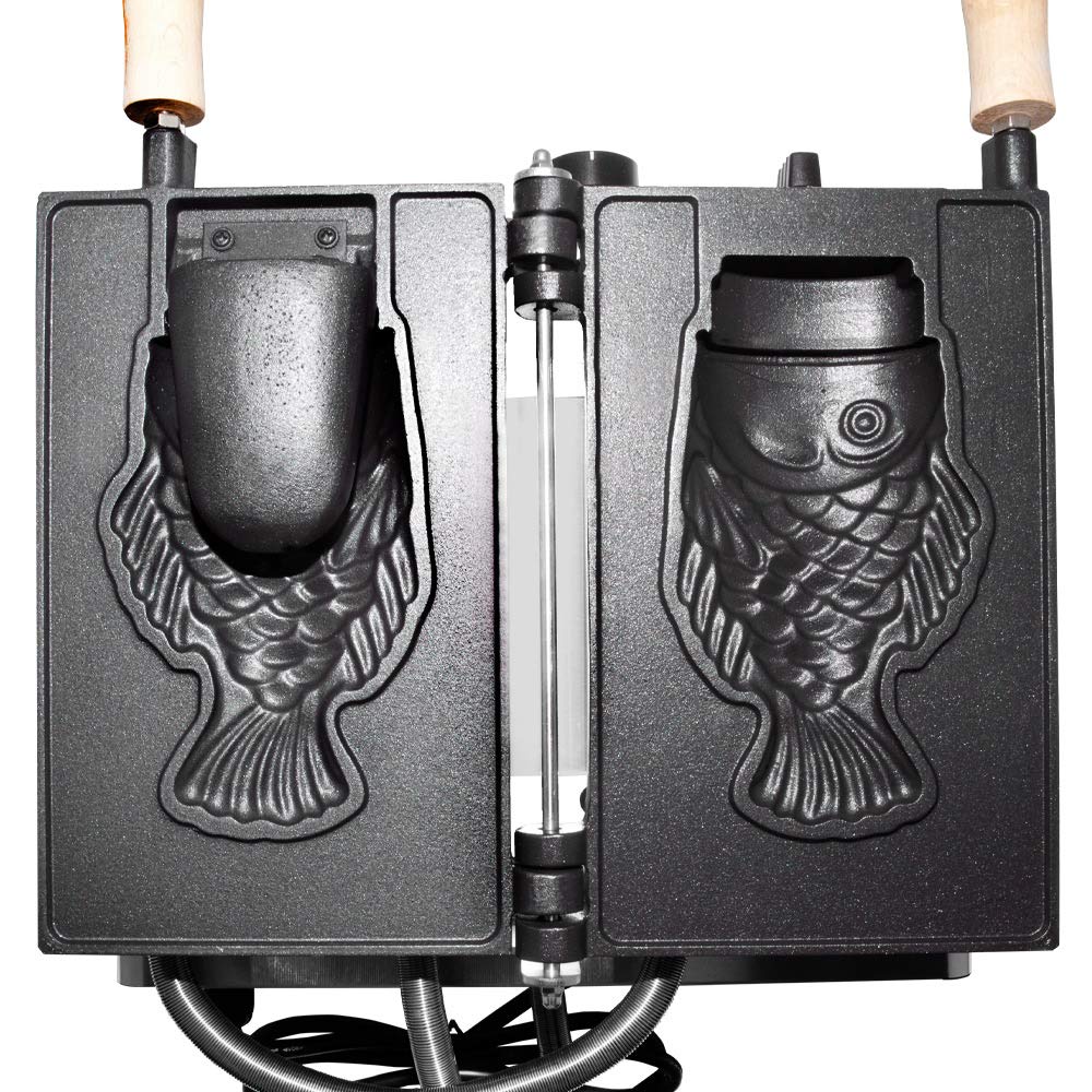 Electric Taiyaki Fish Waffle Maker Machine - Nonstick Coating, 110V Commercial-Grade for Home & Business Use - Perfect for Making Japanese Fish-Shaped Waffles, Cones, and Desserts at Cafes, Parties, and Street Food Stalls