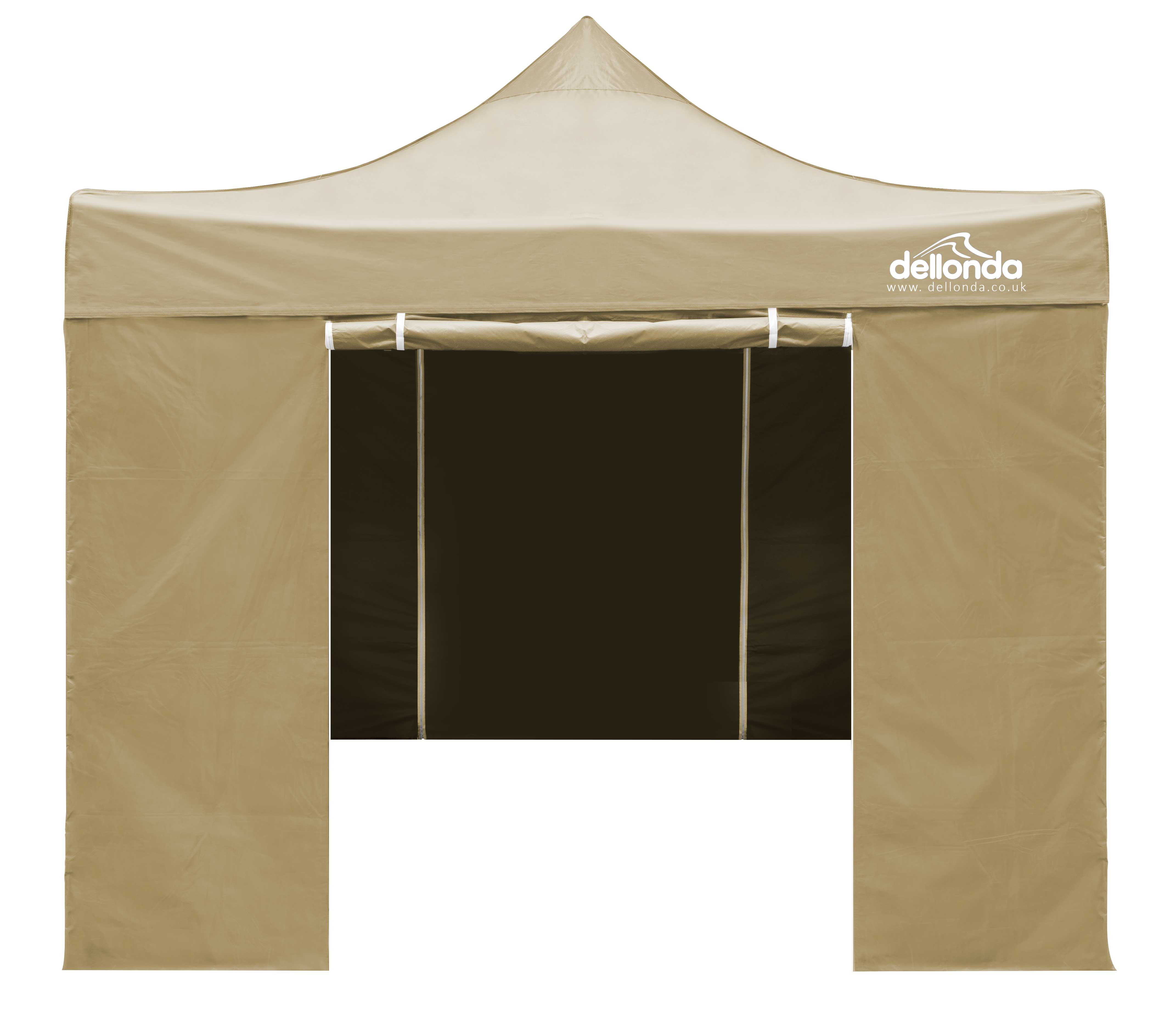 Premium 2x2m Pop Up Gazebo with Waterproof Side Walls - Portable Canopy Tent with Carry Bag, Stakes & Weight Bags - Beige Color DG160 - Perfect for Camping, Beach, Backyard & Outdoor Events