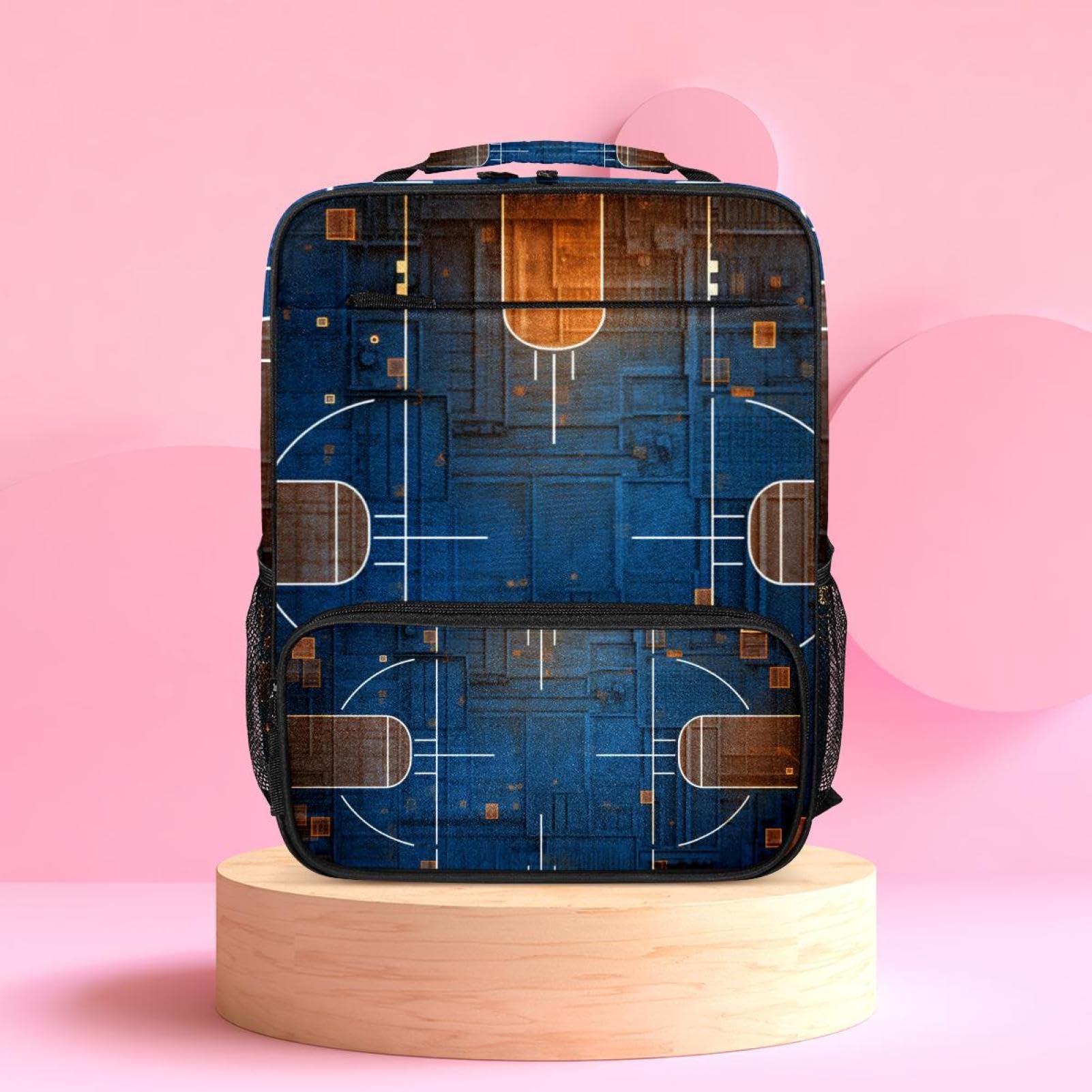 Men's & Women's Travel Backpack - Durable Art Basketball Court Design Backpack for Hiking, Gym, School & Daily Commute
