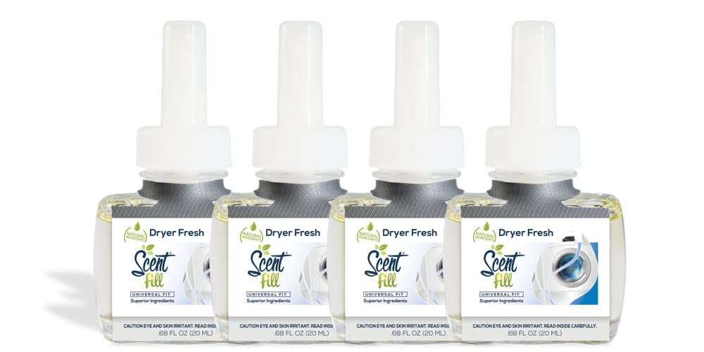 Scent Fill® Laundry Plug-in Refills - 4 Pack Dryer Fresh Air Freshener | Compatible with Air Wick® Scented Oil Warmers | Eliminates Odors & Freshens Laundry Room, Closet & Small Spaces