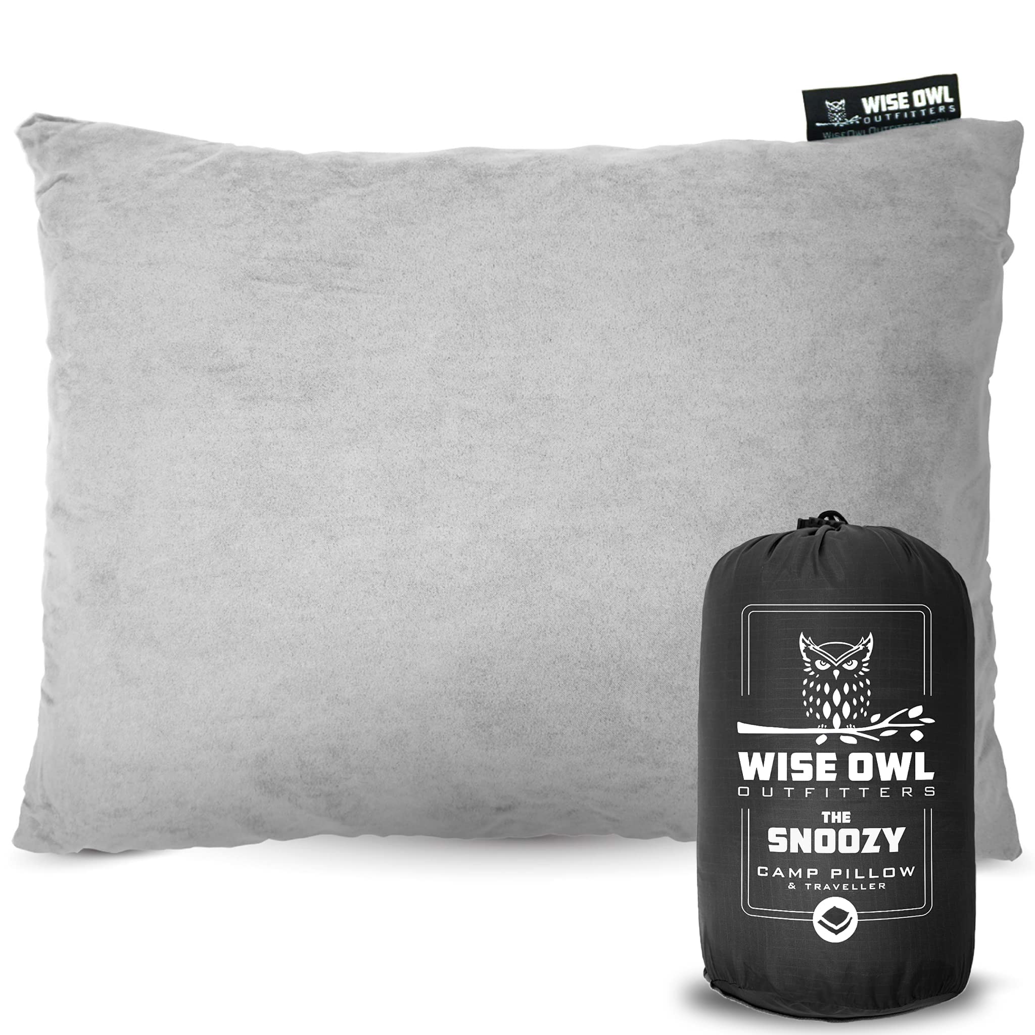 Wise Owl Outfitters Memory Foam Travel Pillow - Washable & Portable for Airplanes, Camping, Road Trips - Small & Medium Size (Grey) - Perfect for Long Flights, Outdoor Adventures & Commuting