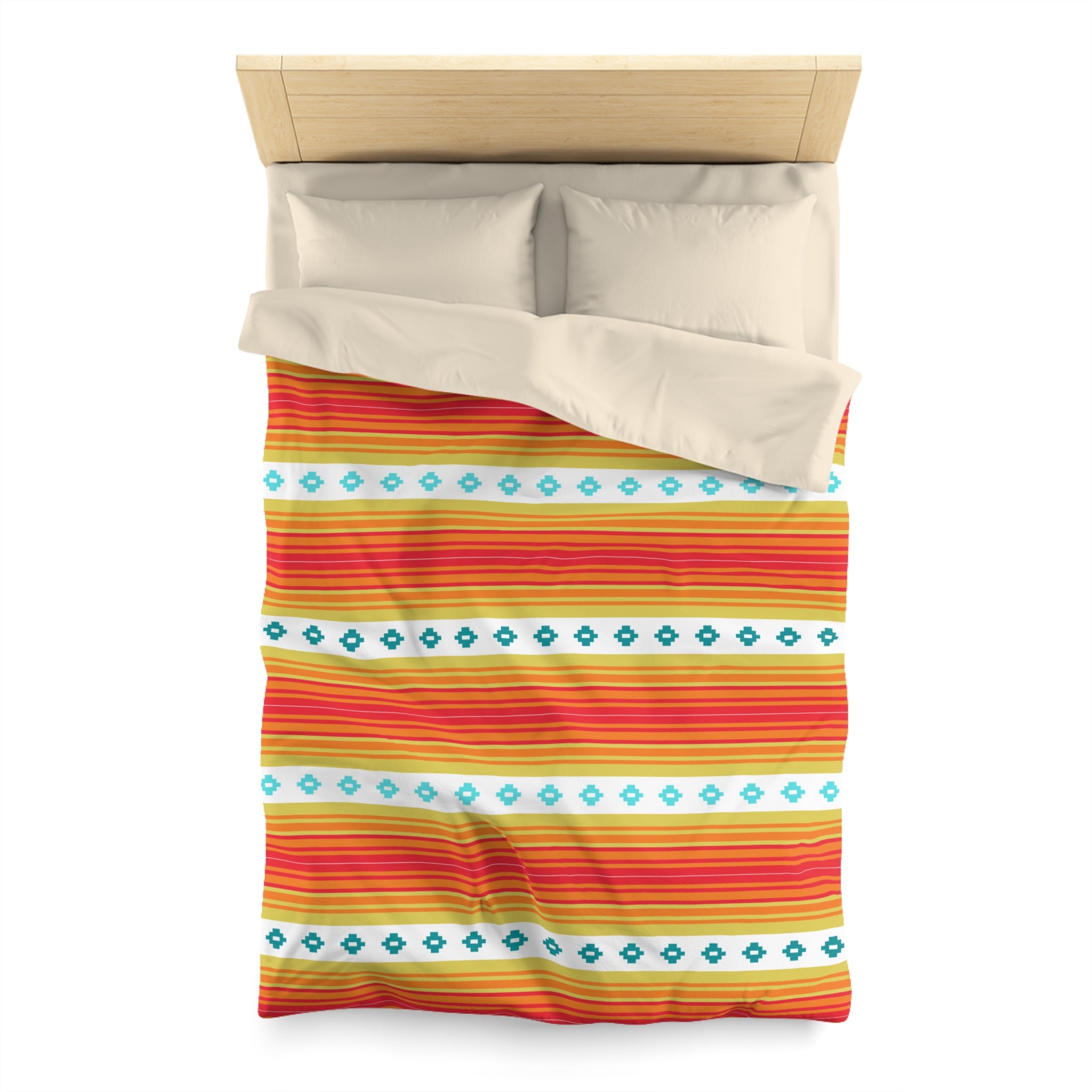 Southwestern Boho Bedroom Bedding Set - Soft Microfiber Duvet Cover with Piping - Queen, King, Full & Twin Sizes - Perfect for Guest Rooms & Vacation Homes