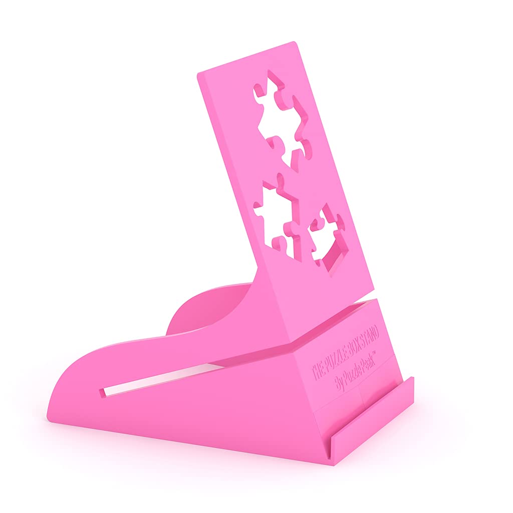 Puzzle Peak All-in-One Jigsaw Puzzle Box Stand & Poster Holder - Portable Puzzle Organizer for Adults & Kids (Pink) - Perfect for Family Game Nights, Travel, and Home Decor