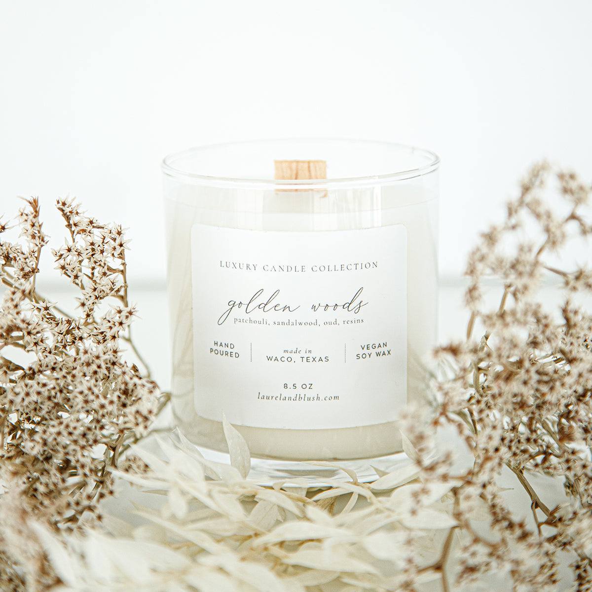 Golden Woods Scented Candle - Natural Soy Wax Aromatherapy Candle for Home Relaxation, Meditation & Romantic Ambiance