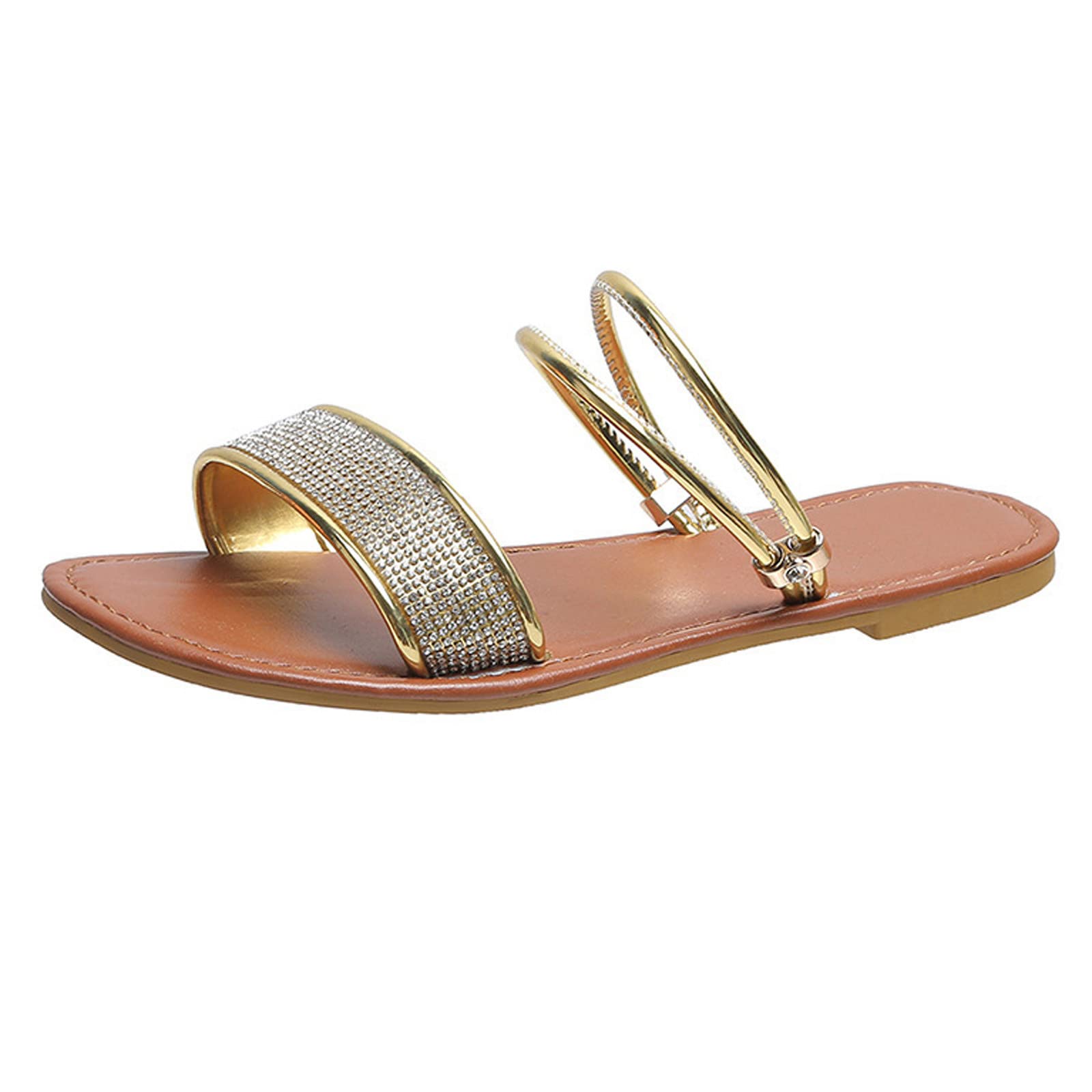 2022 Women's Black Leather Sandals with Glittering Gold - Fashion Summer Sandals for Women | Perfect for Beach Vacations, Casual Outings & Summer Weddings
