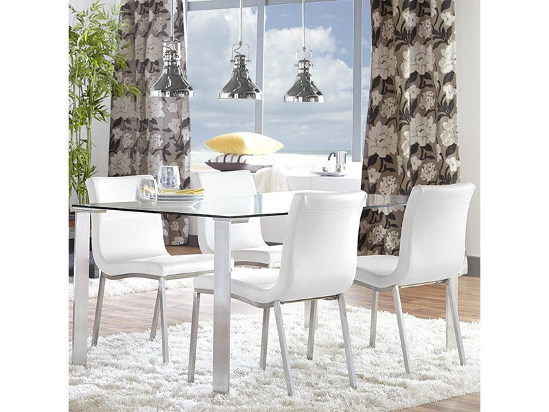 Scott Side Chair with Brushed Stainless Steel Legs - Modern Dining Chair for Kitchen, Office & Living Room - Comfortable & Stylish Seating Solution
