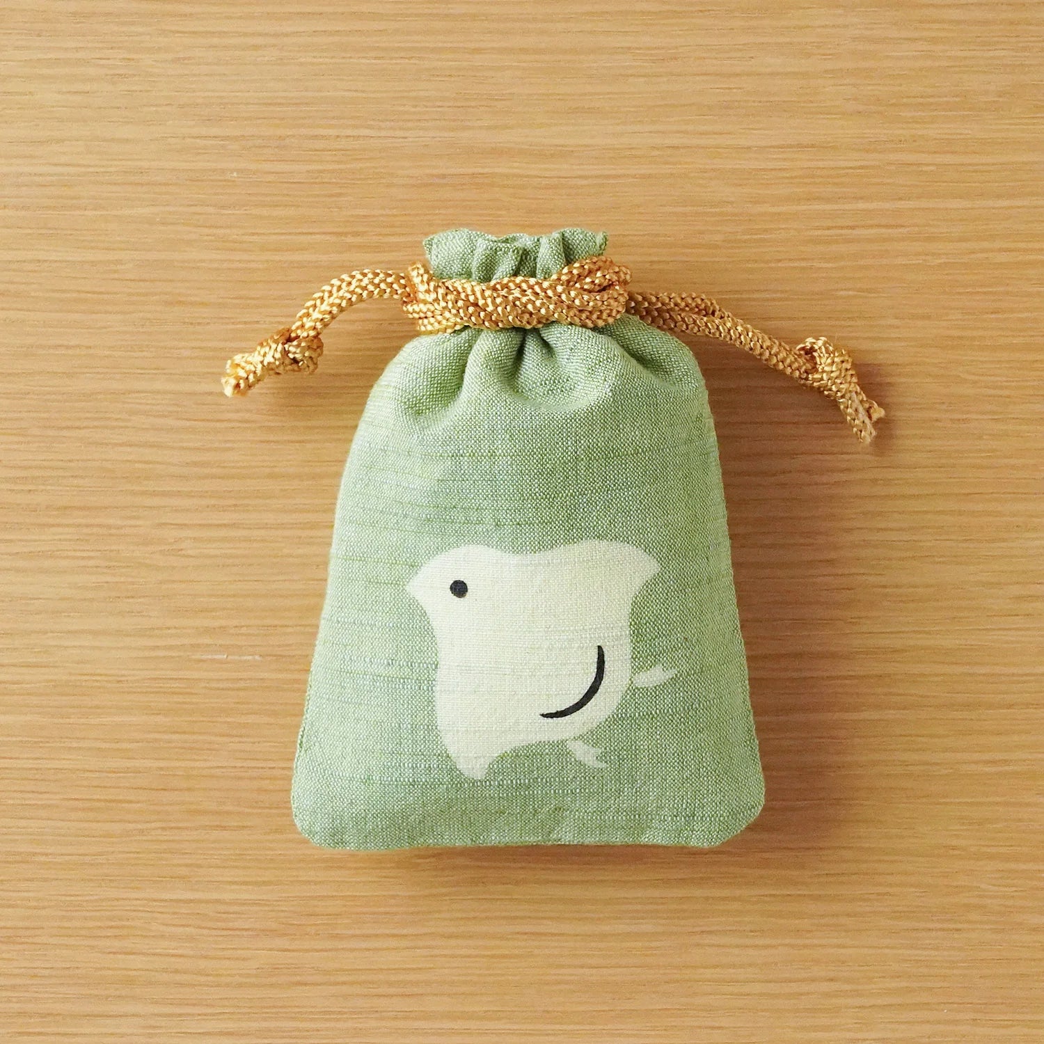 Katazome Small Talisman Bag - Plover Design Japanese Traditional Drawstring Pouch | Handmade Craft Gift for Good Luck, Travel & Spiritual Protection
