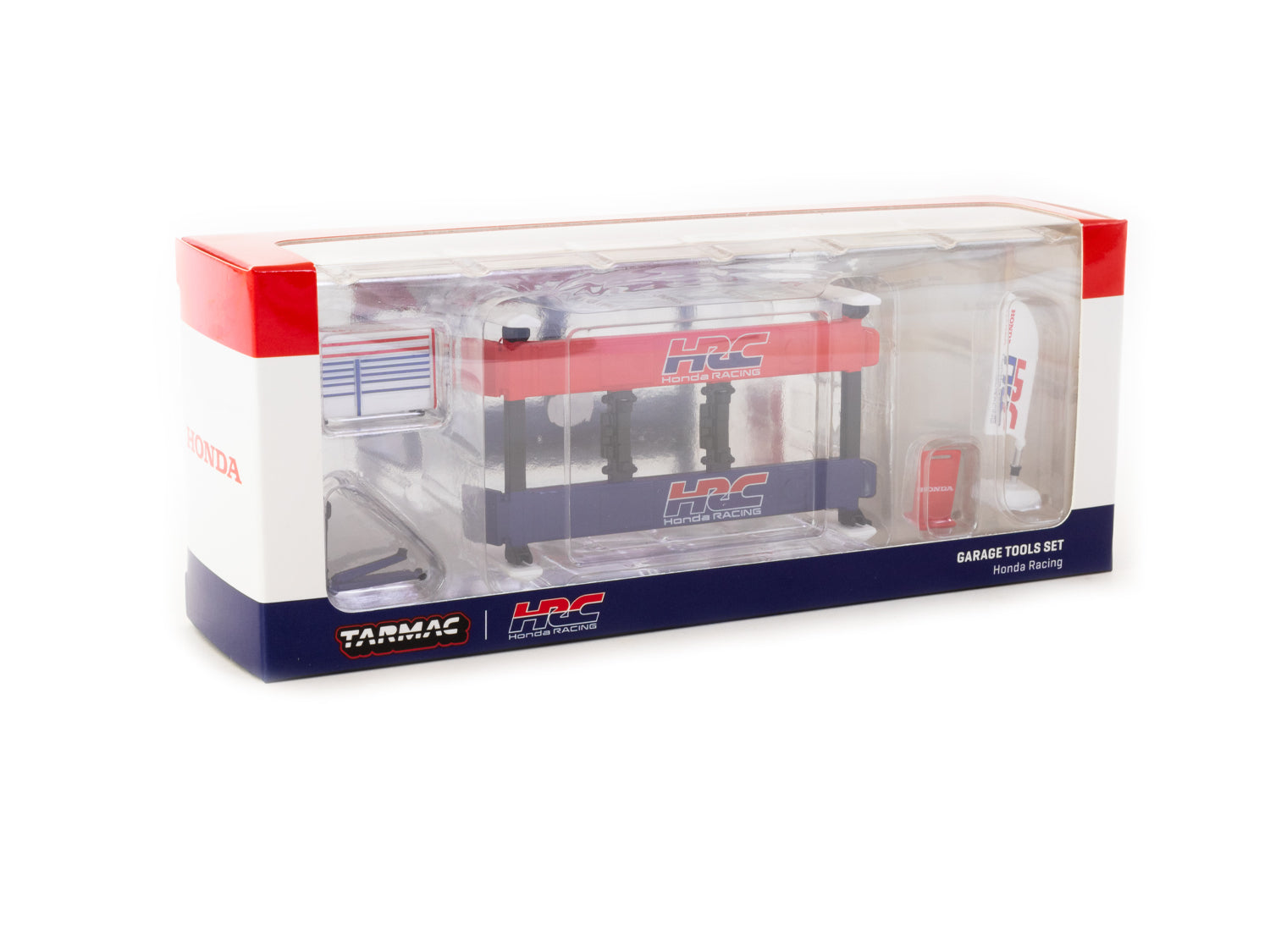 Tarmac Works 1/64 Scale Honda Racing Garage Tools Set - Miniature Car Accessories for Diecast Model Display & Racing Scenes