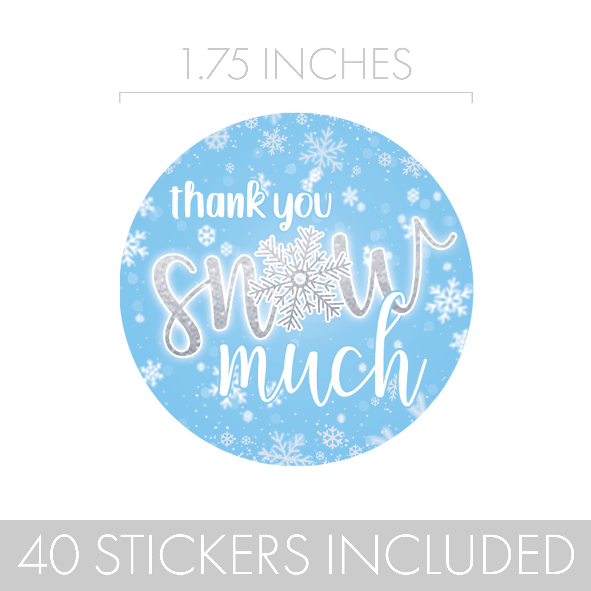 Blue Snowflake 'Thank You Snow Much' Stickers - Winter Onederland 1st Birthday Party Favors (40 Count) - Perfect for Baby Shower Gifts, Winter Party Decorations & Holiday Thank You Cards