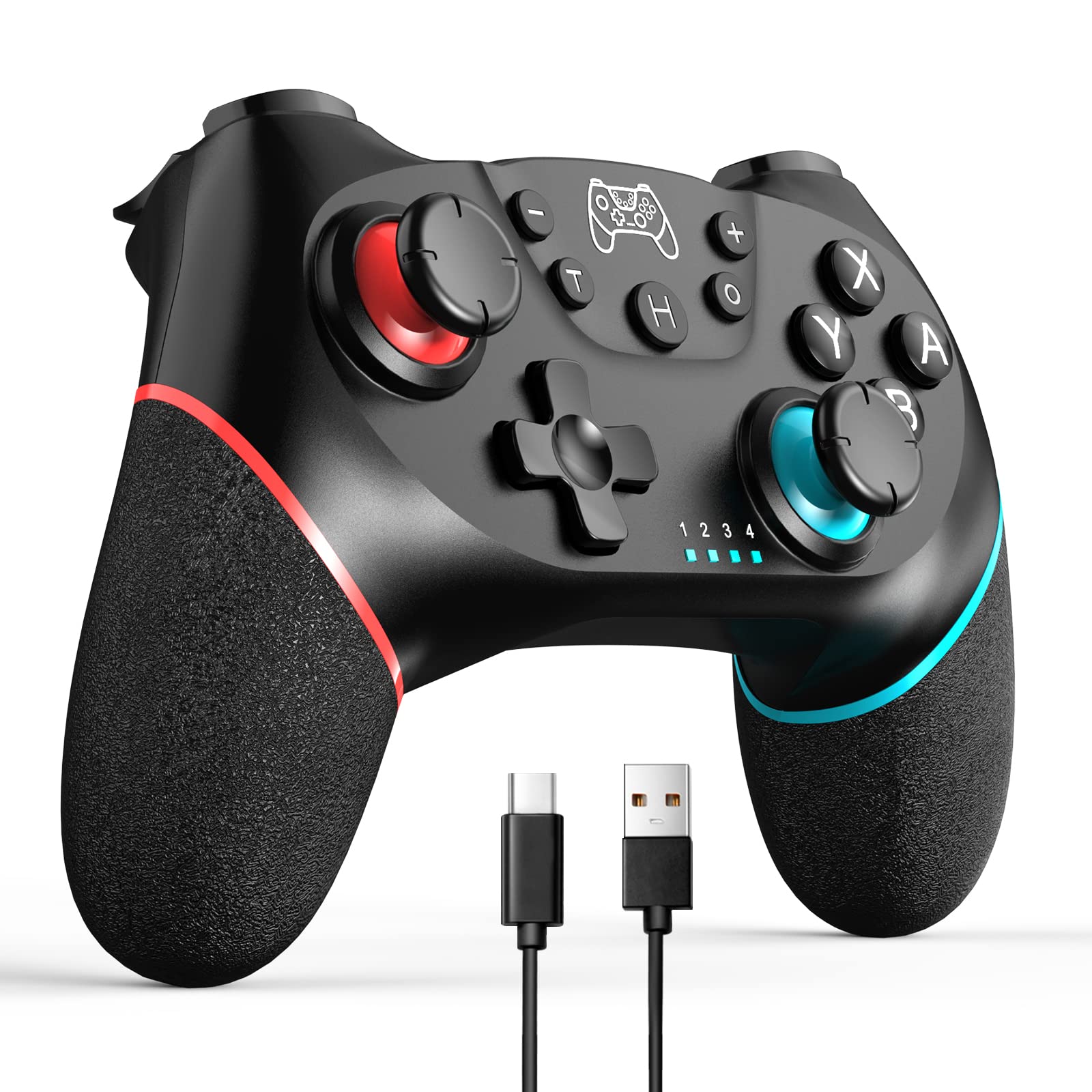 Sefitopher Wireless Pro Controller for Nintendo Switch & PC - Gyro, Turbo, Dual Vibration Gamepad (Red-Blue) | Perfect for Mario Kart, Zelda & Multiplayer Gaming