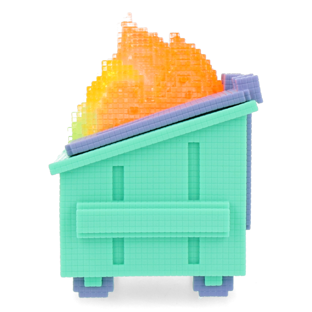 8 Bit Dumpster Fire Retro Pixel Art Vinyl Figure - Collectible Gaming Decor for Gamers & Office Desk Accessories