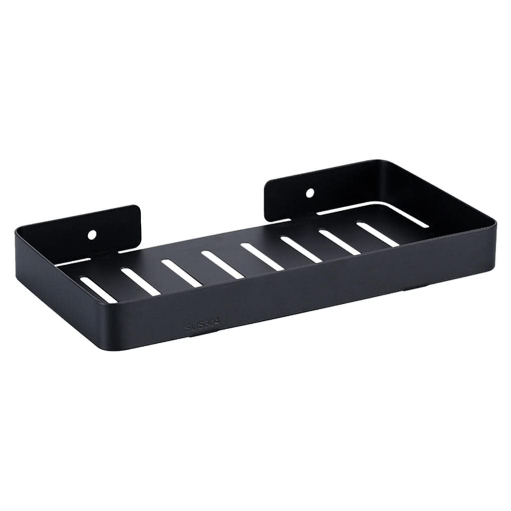 Stainless Steel Soap Dish & Sponge Holder - Wall Mount Bathroom Organizer for Sink, Bathtub Accessories Storage - Black (Perfect for Small Spaces, RV, Dorm & Apartment Bathrooms)