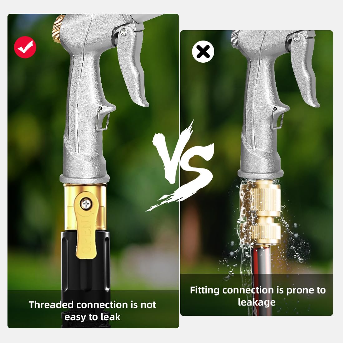 Heavy Duty Metal High Pressure Garden Hose Nozzle Sprayer - 360° Rotating Adjustable Nozzle for 3/4
