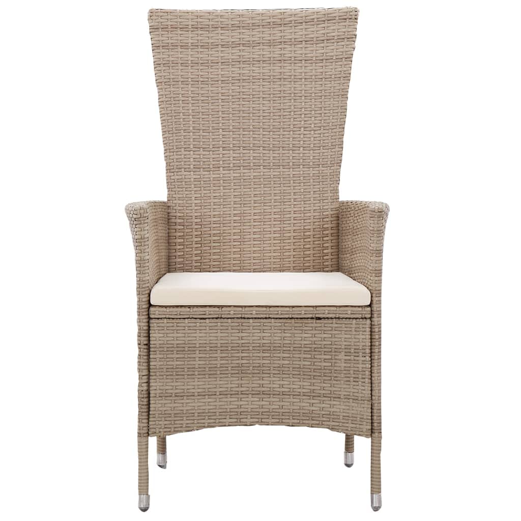 SKM 2-Piece Patio Chairs Set with Cushions - Weather-Resistant Poly Rattan Furniture in Beige - Perfect for Outdoor Garden, Poolside, and Backyard Relaxation