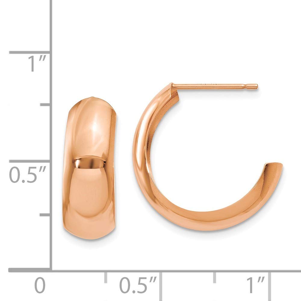14K Rose Gold Polished Bangle Hoop Earrings for Women - 6mm Width Dainty Everyday Jewelry for Gifts, Parties & Special Occasions