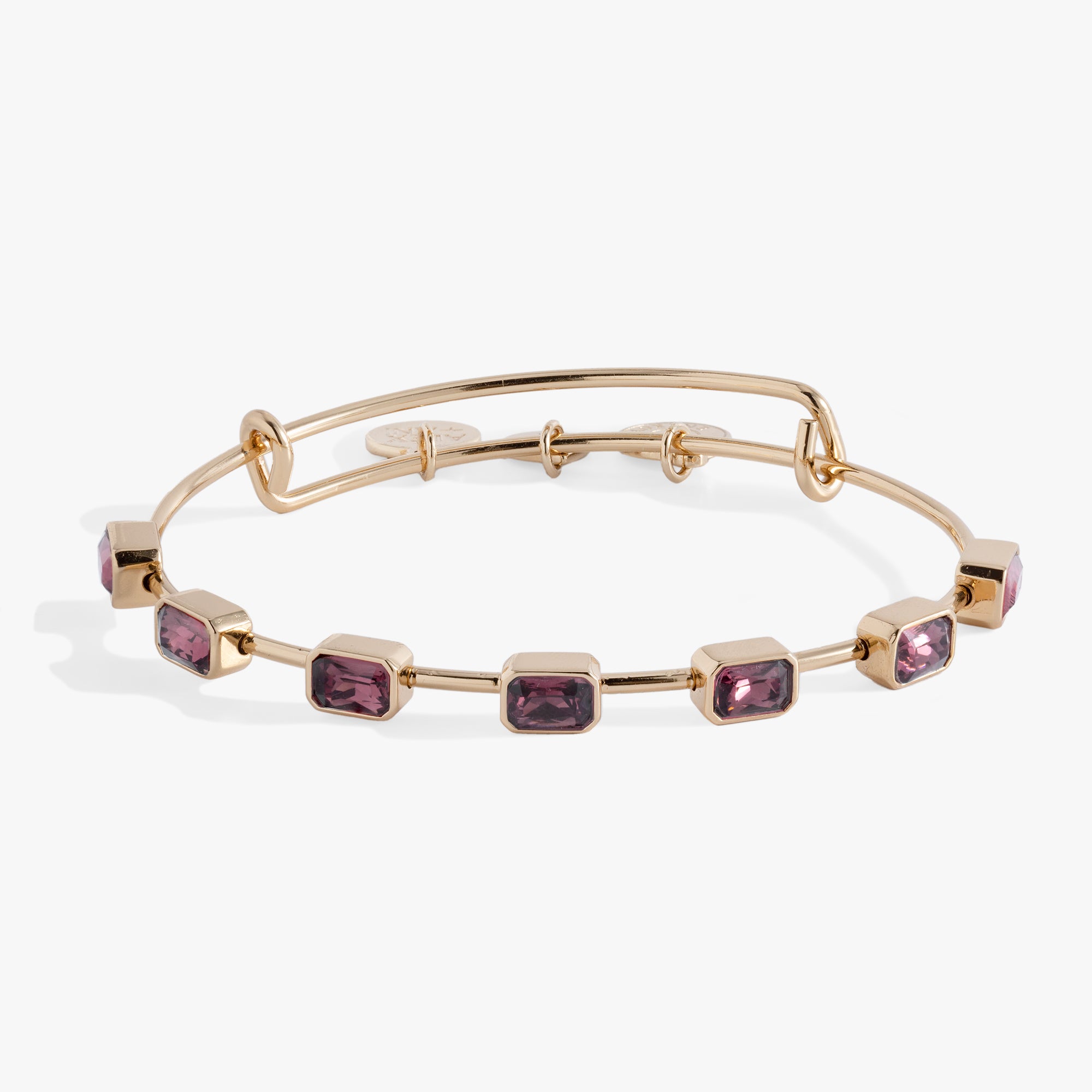 February Birthstone Emerald Cut Bangle - Sterling Silver Amethyst Bracelet for Women | Perfect Birthday Gift, Anniversary Present & Everyday Jewelry
