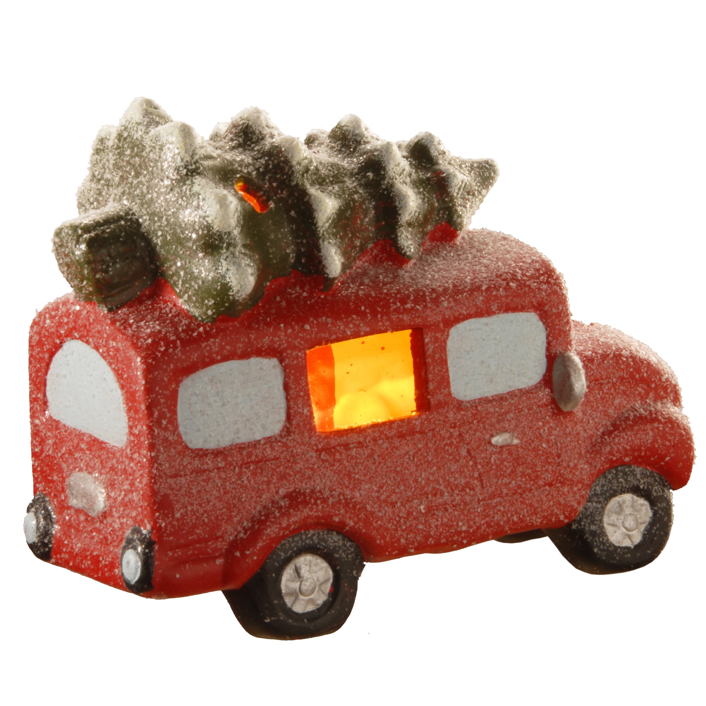 7 Inch Terracotta Holiday Truck Decor with Warm White LED Lights - Perfect for Christmas, Winter, and Home Decoration