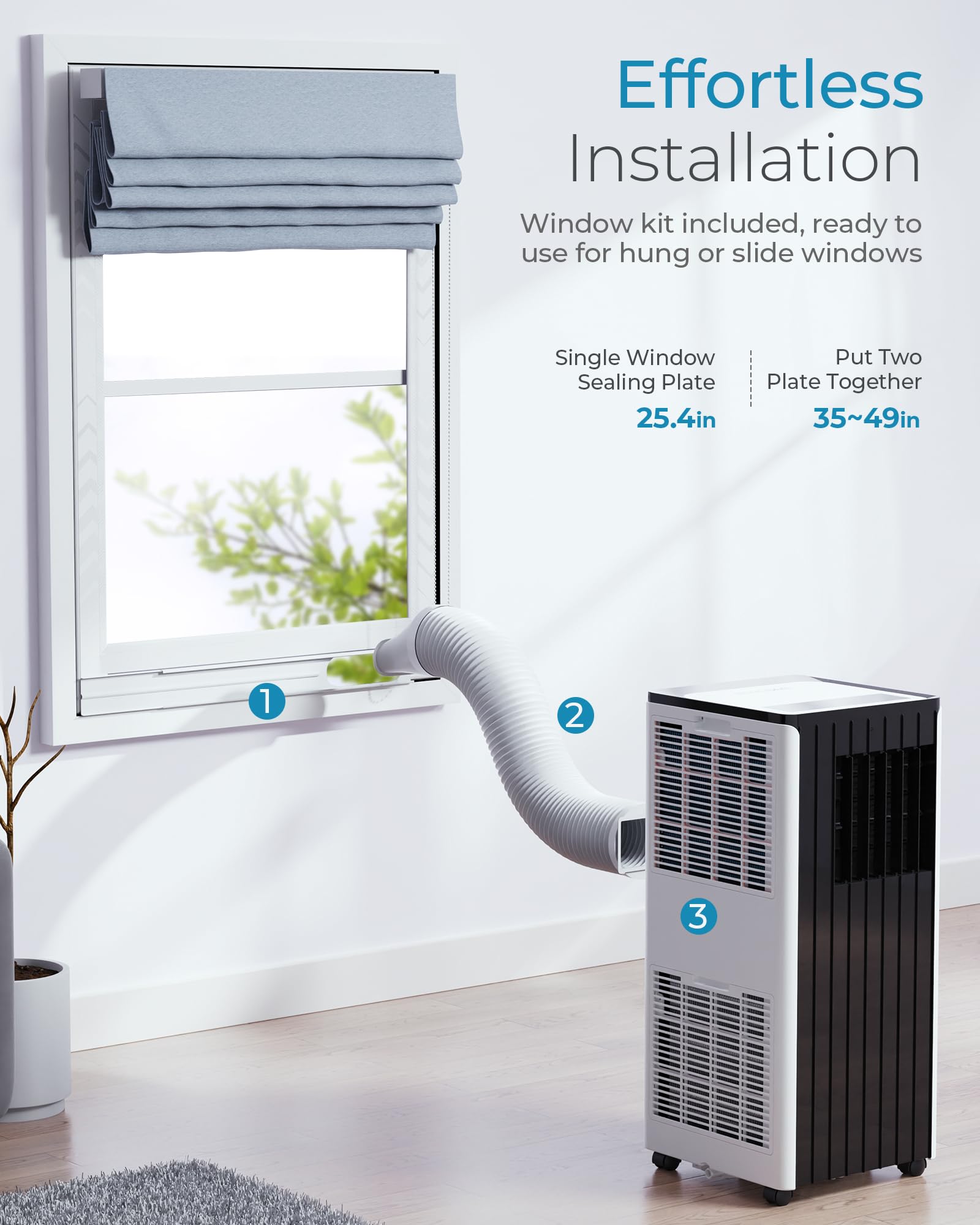 10,000 BTU Portable Air Conditioner with Dehumidifier & Fan - Cools Rooms Up to 350 Sq.Ft - 24H Timer & Remote Control - Includes Window Mount Kit - Perfect for Bedrooms, Offices & Small Apartments