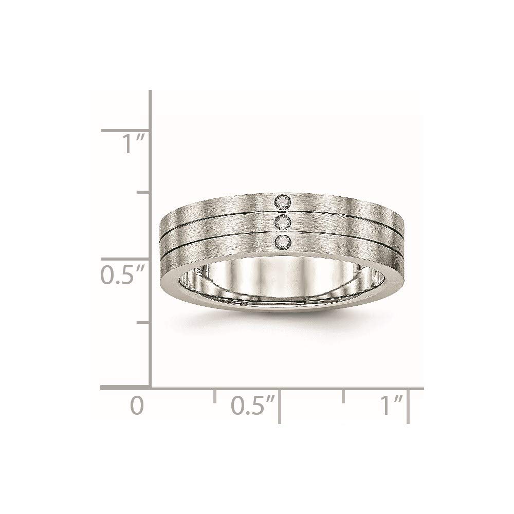 Brushed Stainless Steel Cubic Zirconia Ring for Women - Size 8.5, Elegant Gift for Her