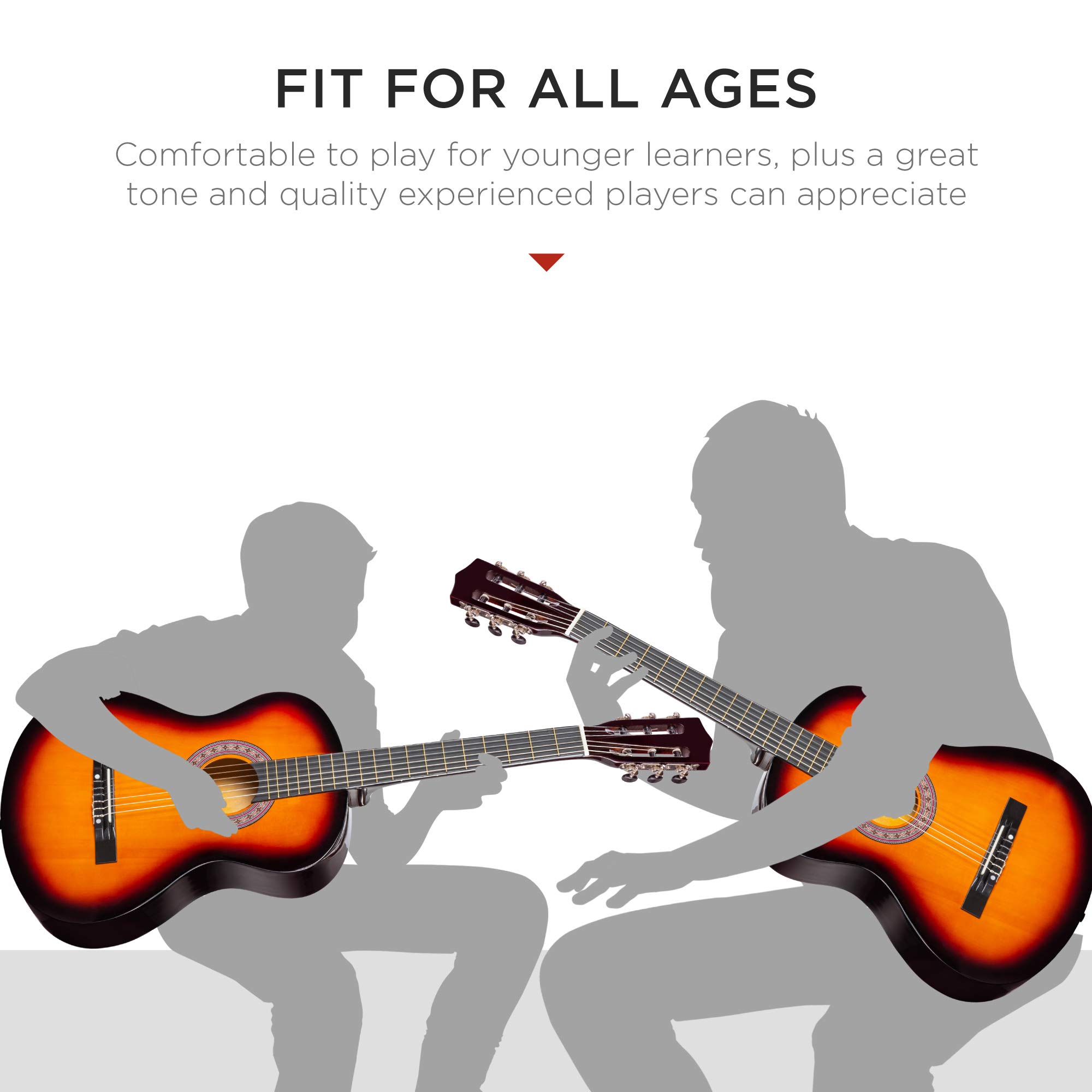 Best Choice Products 38-Inch All Wood Acoustic Guitar Starter Kit for Beginners with Gig Bag, 6 Picks, Nylon Strings & Strap with Pick Holder - Sunburst Finish | Perfect for Learning, Practice, Gifts & Live Performances