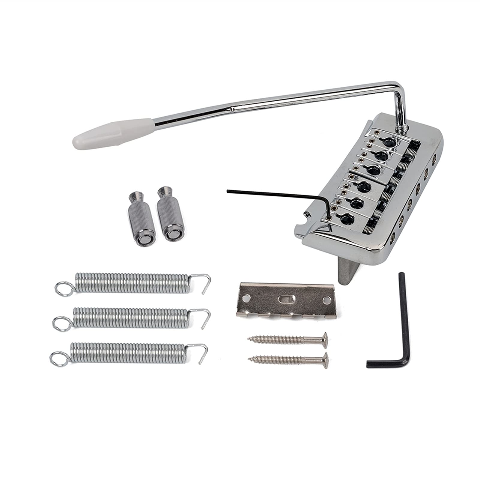 Electric Guitar Tremolo Bridge - Single Locking System for 6 String Electric Guitars (Chrome) | Perfect for Rock, Metal & Blues Performances