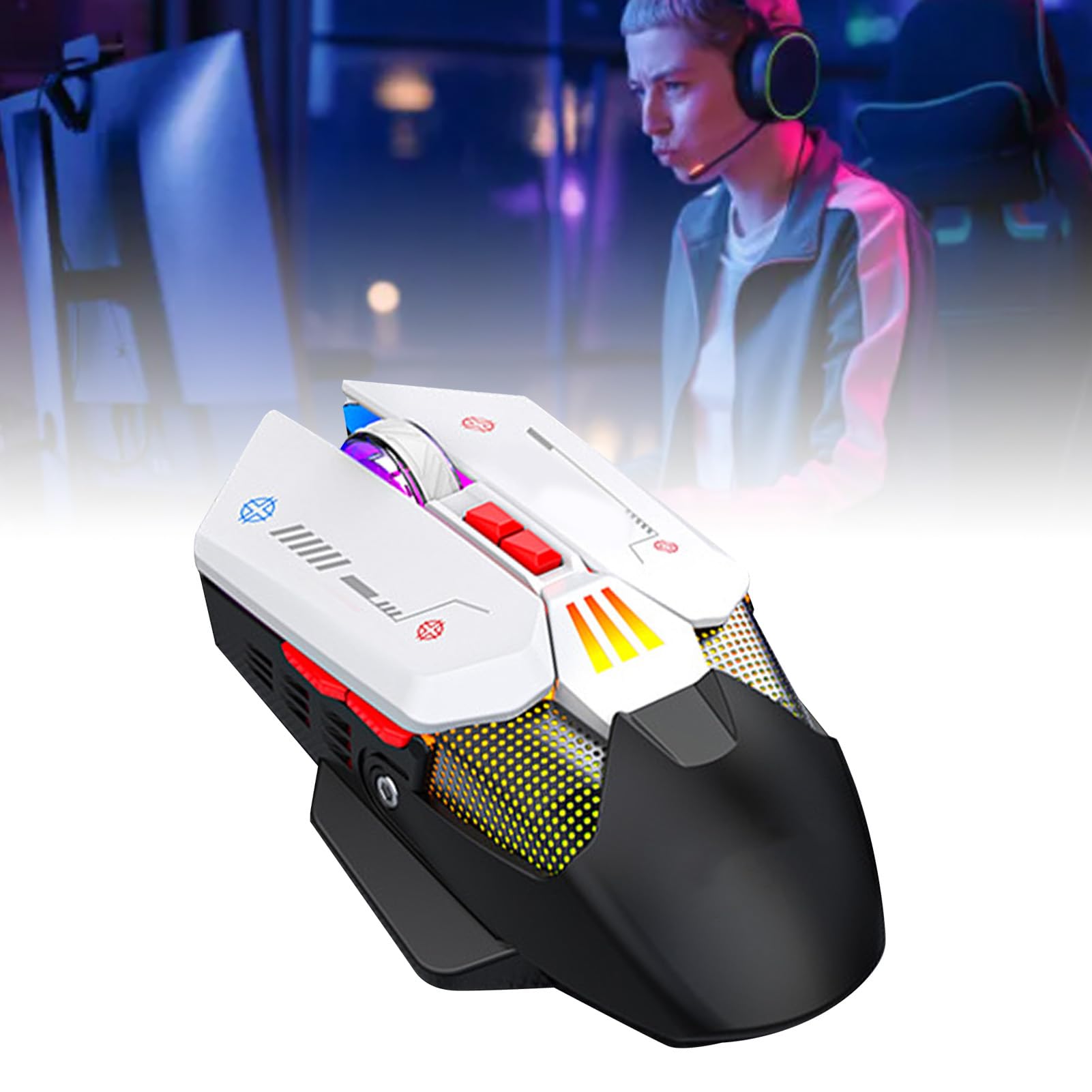 Wireless Gaming Mouse with 9 Programmable Buttons, RGB Backlit, Adjustable DPI 16000, Rechargeable Ergonomic Mouse for PC - Perfect for FPS, MMO Games & Home Office Work