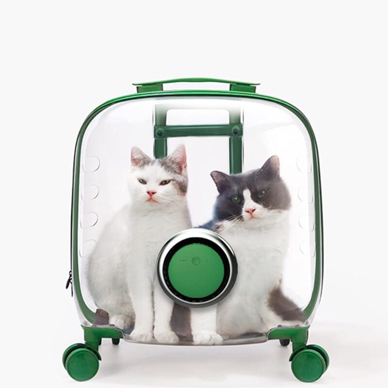 Vortex Fan Dog Rolling Carrier - Transparent Capsule Pet Travel Trolley with Universal Wheels for Small Dogs, Cats & Puppies | Perfect for Air Travel, Road Trips & Vet Visits