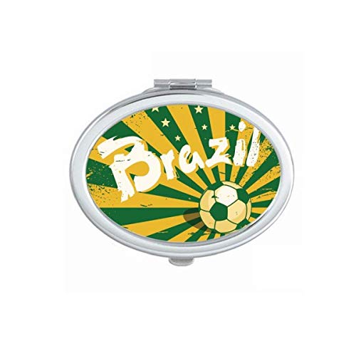 DIYthinker Portable Foldable Double-Sided Makeup Mirror - Soccer Yellow & Green Brazil Themed Design for Travel, Home Vanity & Cosmetics | Compact Handheld Mirror for Makeup, Shaving & Travel Essentials