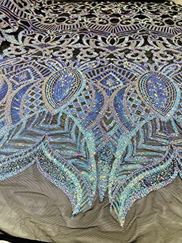Aqua Iridescent on Black Mesh