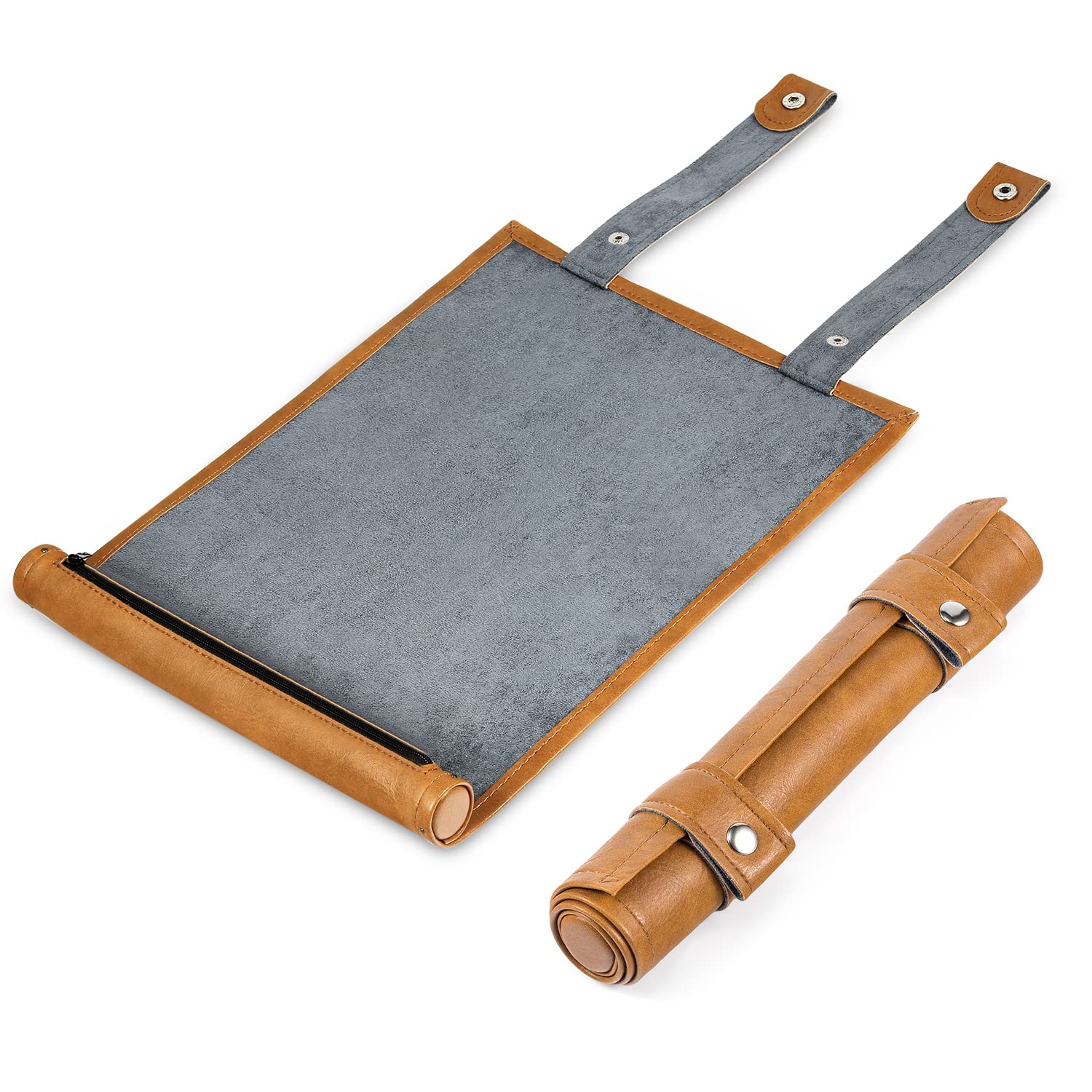 DNDND 2-in-1 Scroll Dice Mat - PU Leather & Velvet Gaming Mat for Dungeons & Dragons (DND D&D) | Dice Storage & Rolling Surface for Tabletop RPGs, Board Games & Roleplaying Adventures