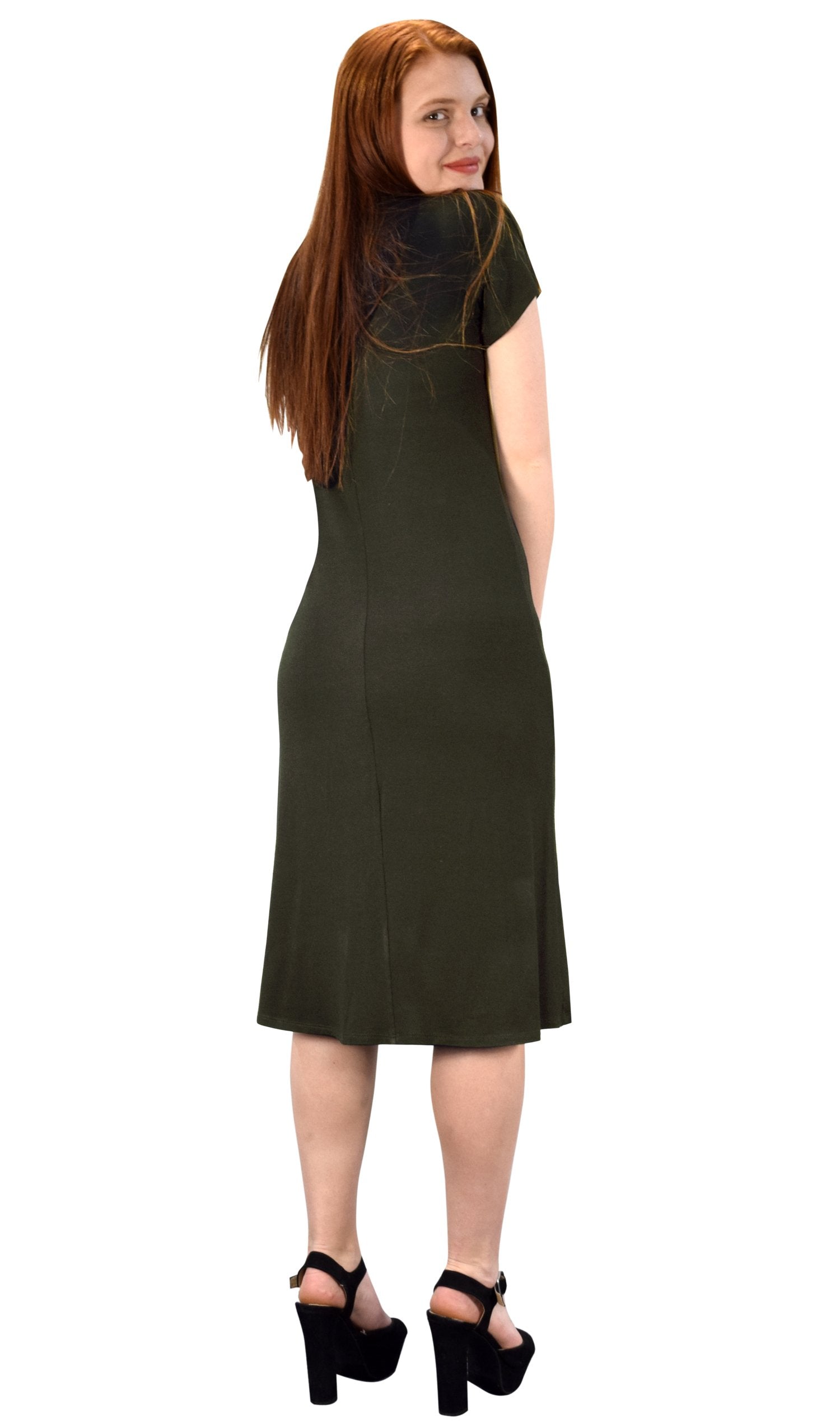 Stylish Turtle Neck Short Sleeve Bodycon Midi Dress for Women - Perfect for Office, Date Night & Cocktail Parties