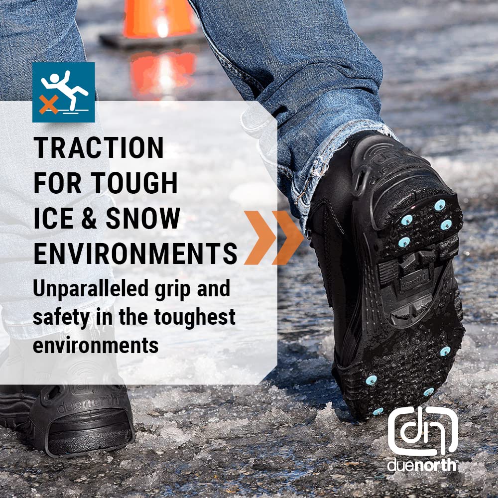 All-Purpose Industrial Ice Cleats for Men & Women - 16-Spike Traction Aids for Walking & Working on Snow & Ice - Perfect for Construction, Mail Delivery & Winter Hiking