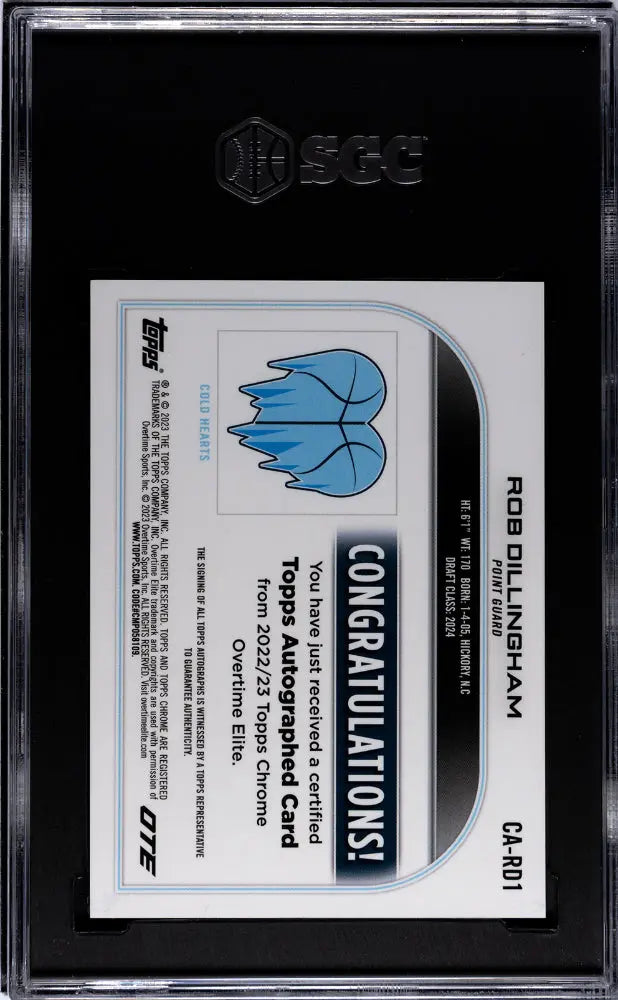 2022 Topps Chrome Overtime Elite Rob Dillingham Rookie Autograph RC Auto SGC 9 Mint - Basketball Trading Card for Collectors & Sports Fans