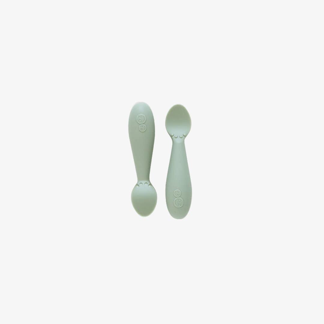 EZPZ Tiny Spoon Twin Pack - Silicone Baby Spoons for Self Feeding, BPA Free & Dishwasher Safe - Perfect for Infants, Toddlers & Baby-Led Weaning at Home or Travel