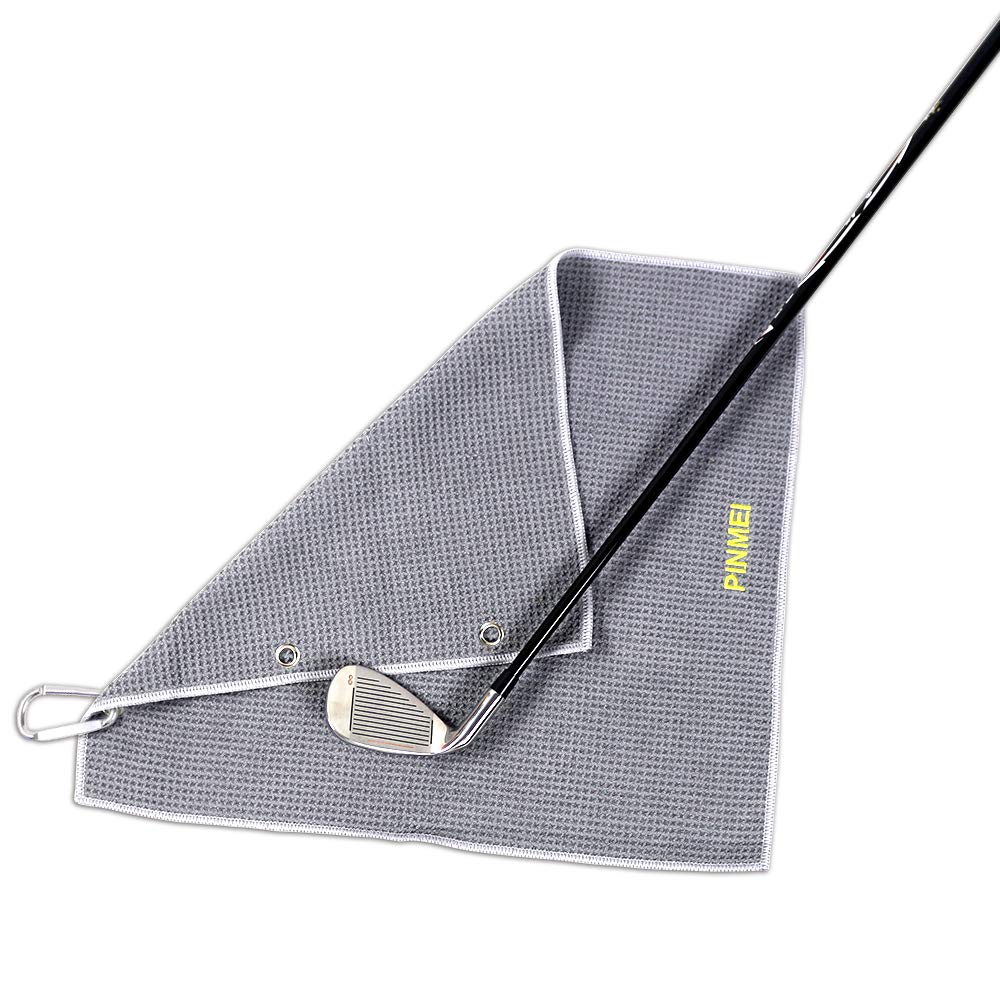 Premium Microfiber Tri-Fold Golf Towel with Waffle Pattern & Carabiner Clip - Ultra Absorbent for Cleaning Golf Clubs, Balls & Equipment | Perfect for Golf Bags, Carts & On-Course Use