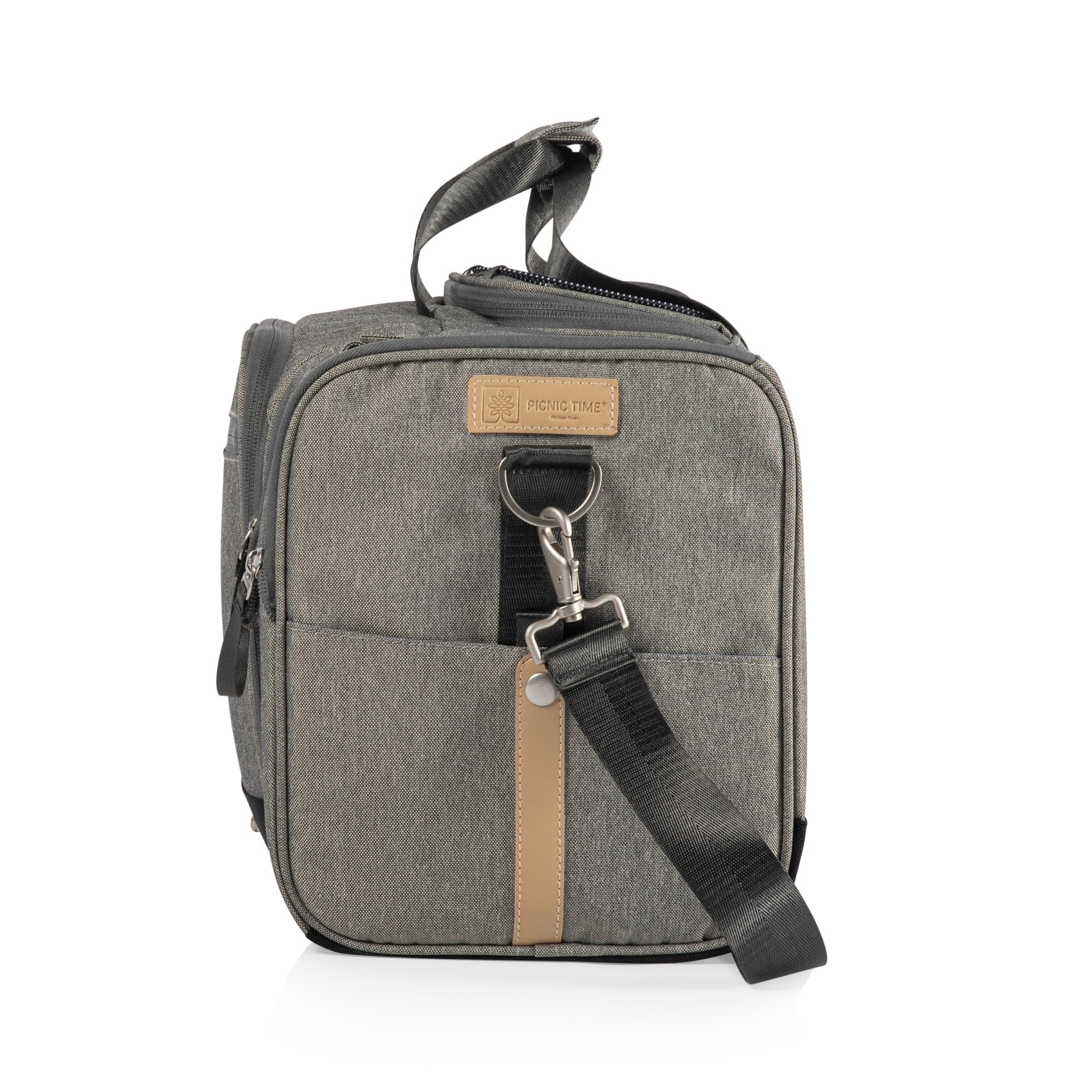 Picnic Time Malibu Frontier Edition Insulated Cooler Tote Bag - Gray with Black Accents for Beach, Camping & Outdoor Adventures