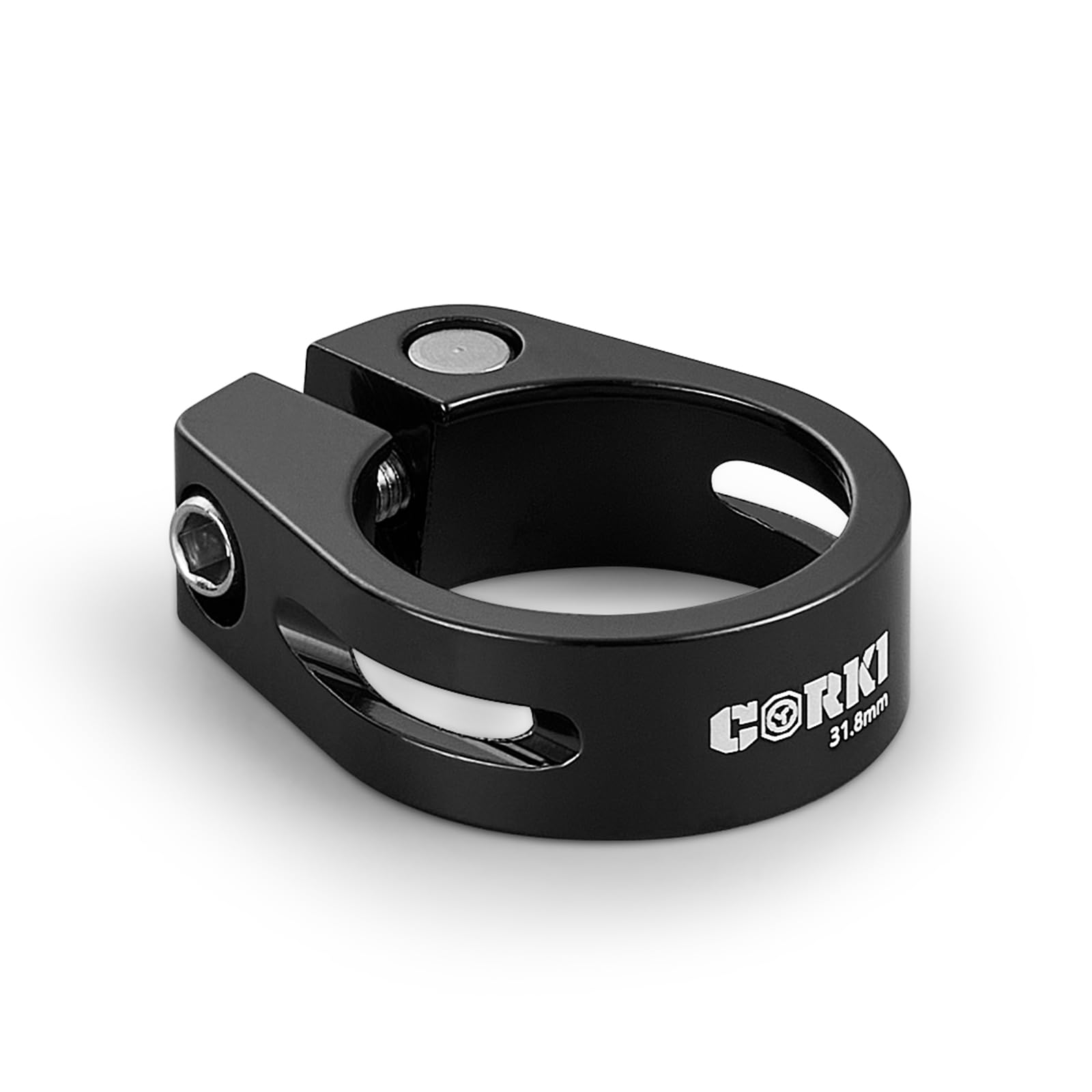 Corki Cycles 31.8mm Aluminum Alloy Bike Seatpost Clamp - Black | Durable Seat Post Collar for Mountain, Road & Commuter Bikes | Perfect for Cycling Enthusiasts & Daily Riders