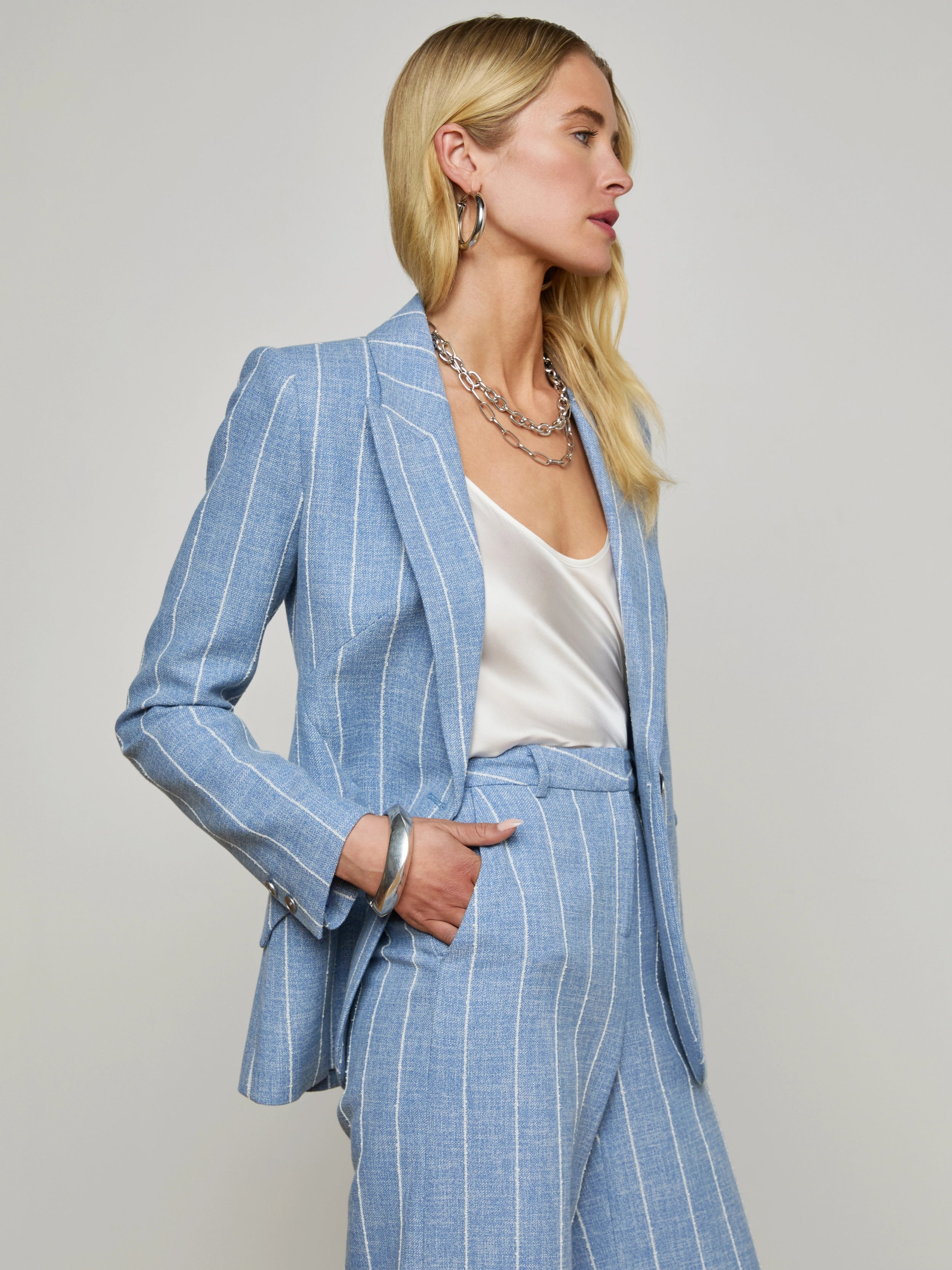 Chamberlain Men's Pinstriped Blazer - Slim Fit Business Suit Jacket for Office, Wedding & Formal Events | Premium Wool Blend Professional Attire