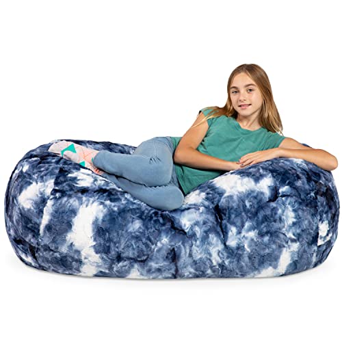 Faux Fur - Blue & White Print